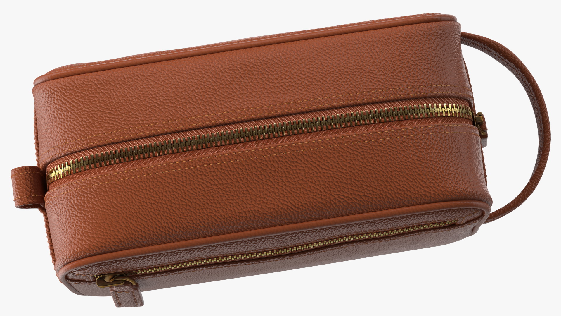 3D Closed Leather Cosmetic Bag Brown model