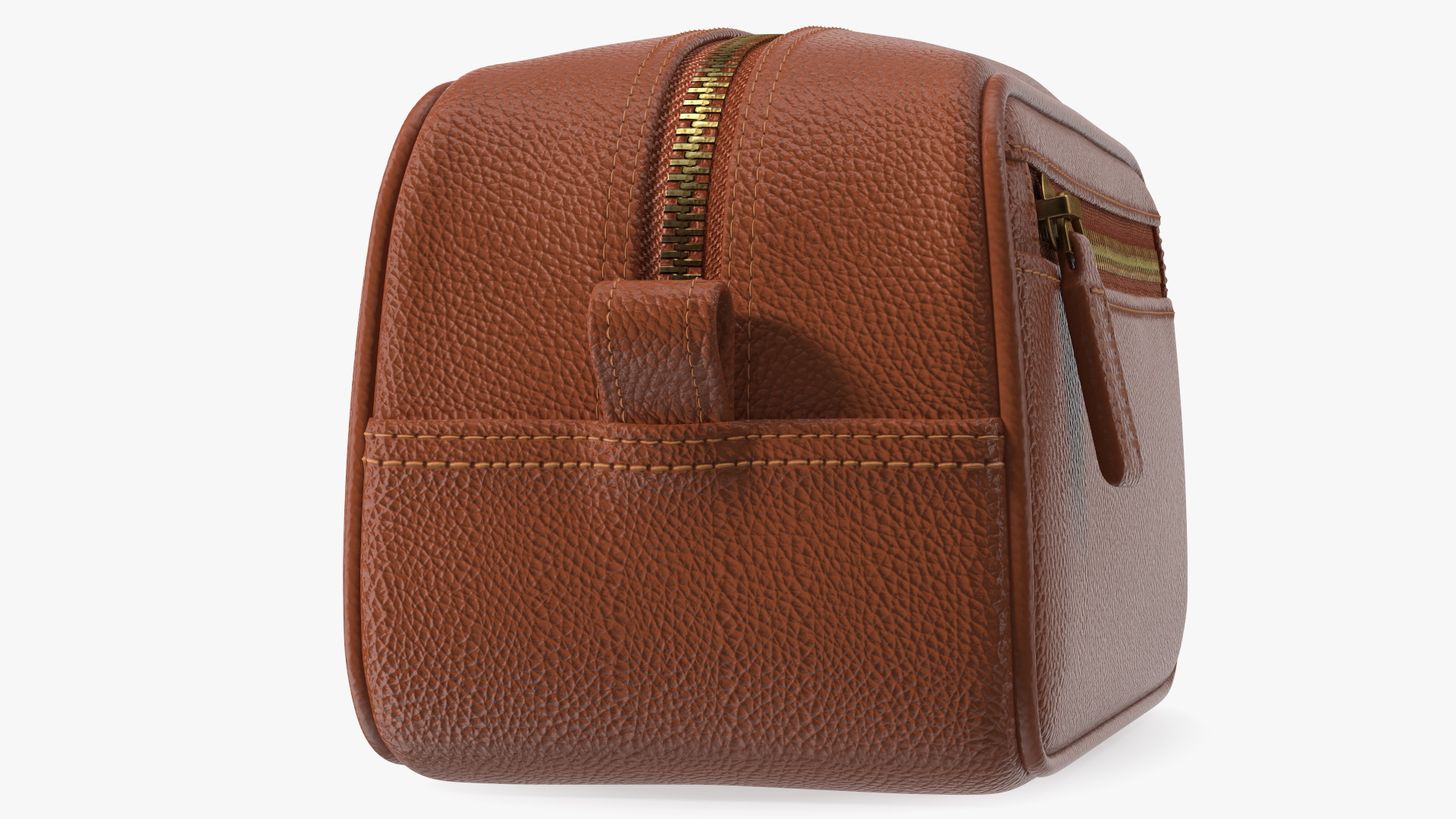 3D Closed Leather Cosmetic Bag Brown model