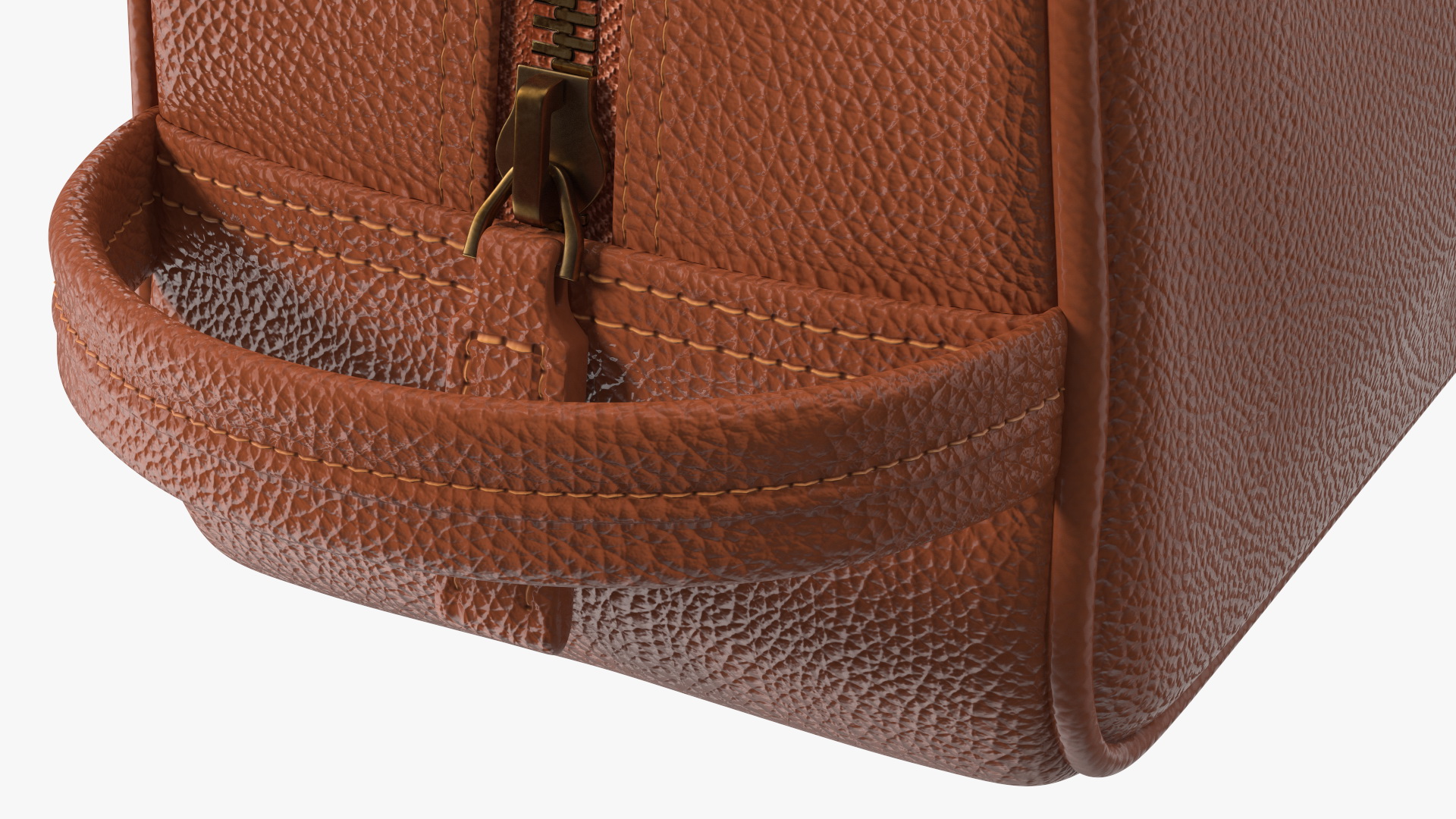 3D Closed Leather Cosmetic Bag Brown model
