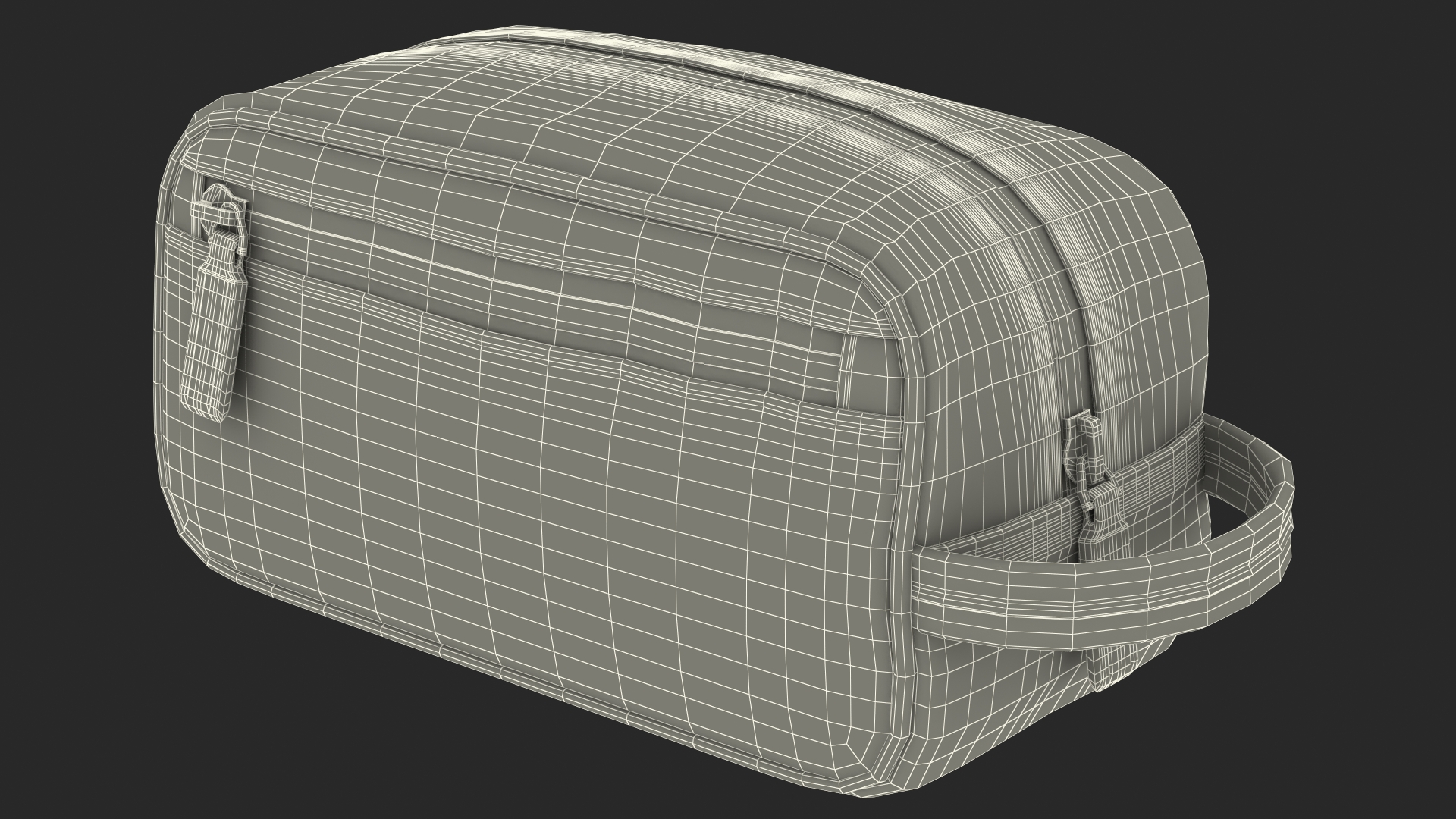 3D Closed Leather Cosmetic Bag Brown model