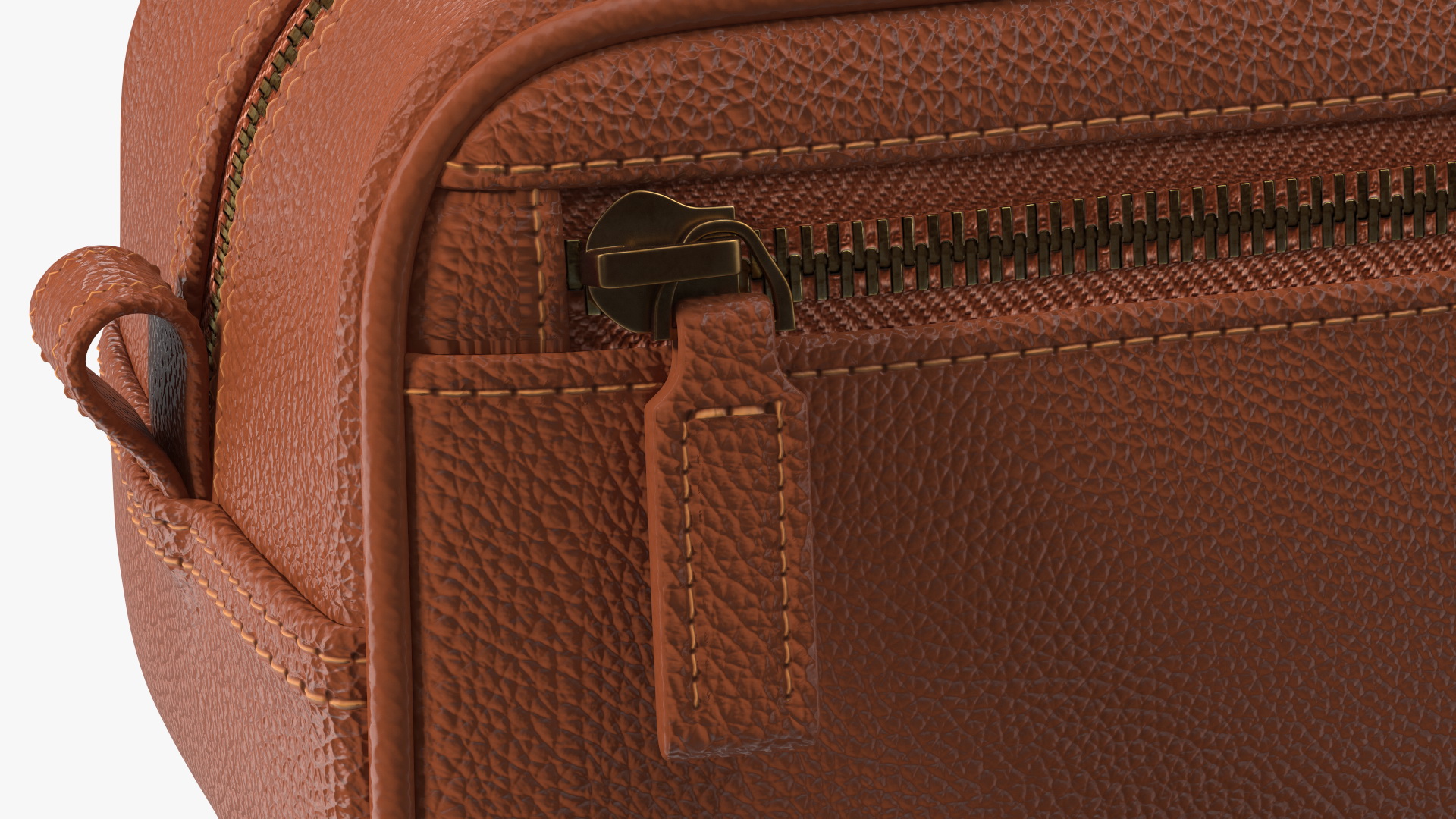 3D Closed Leather Cosmetic Bag Brown model