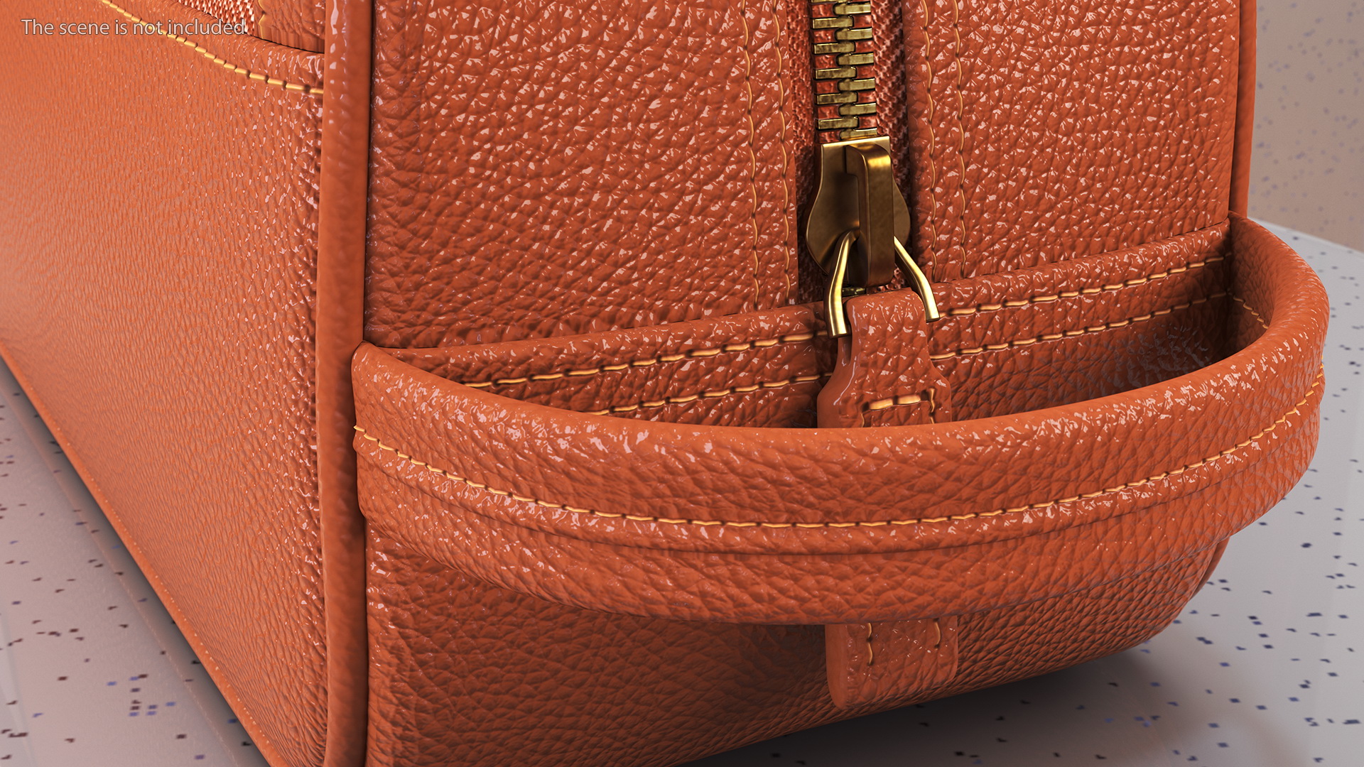 3D Closed Leather Cosmetic Bag Brown model