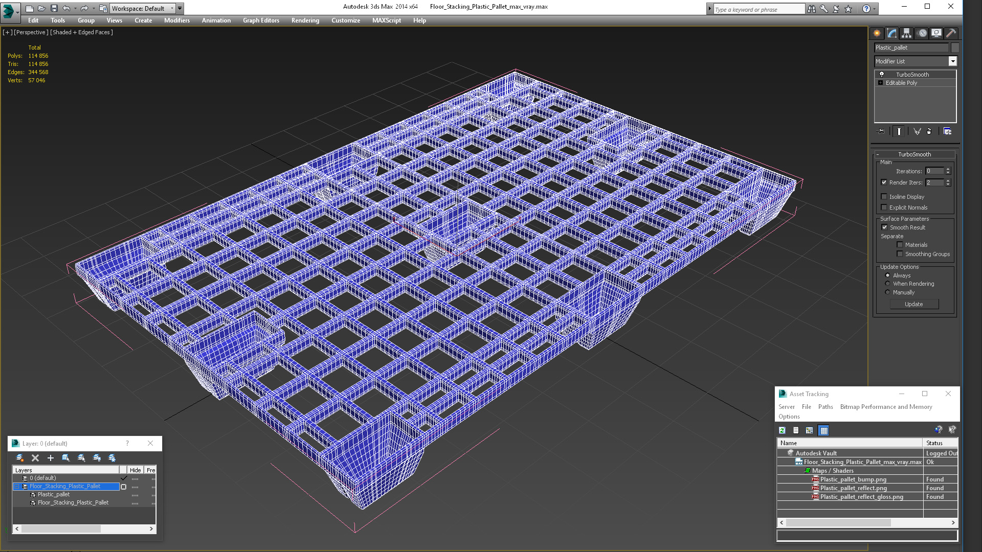 Floor Stacking Plastic Pallet 3D model