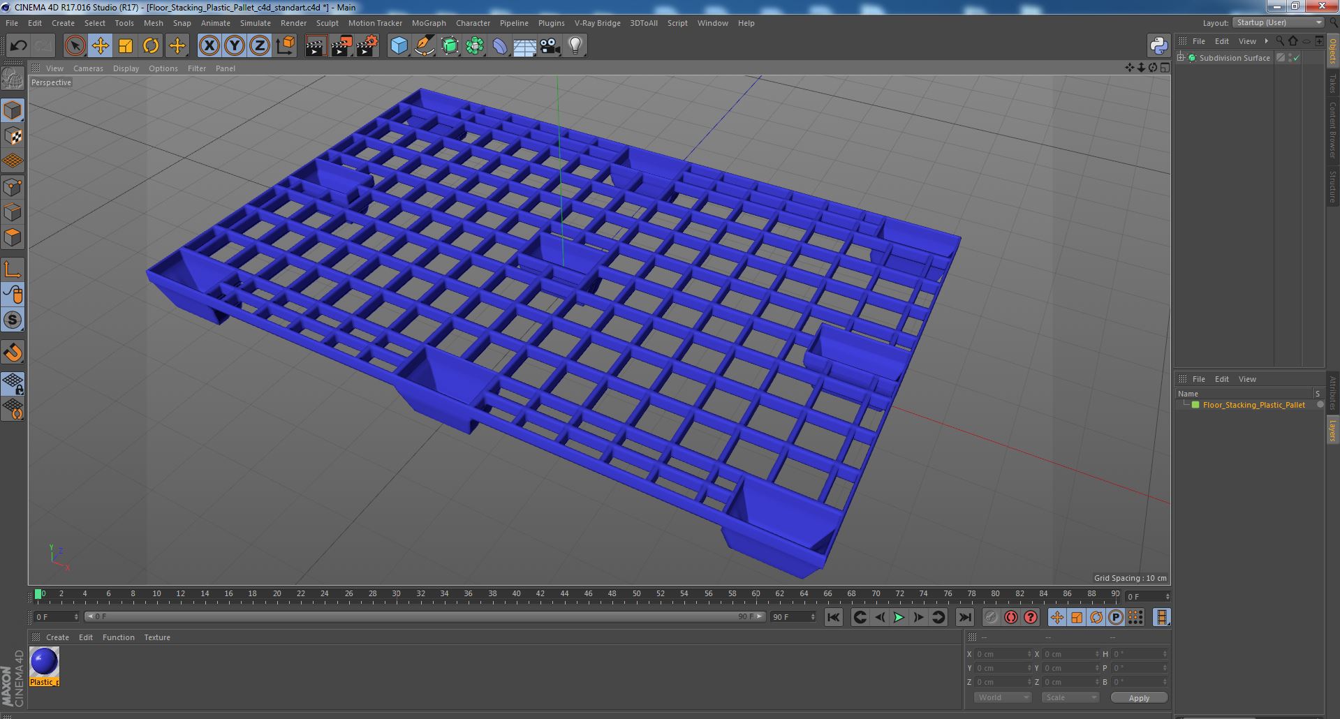 Floor Stacking Plastic Pallet 3D model