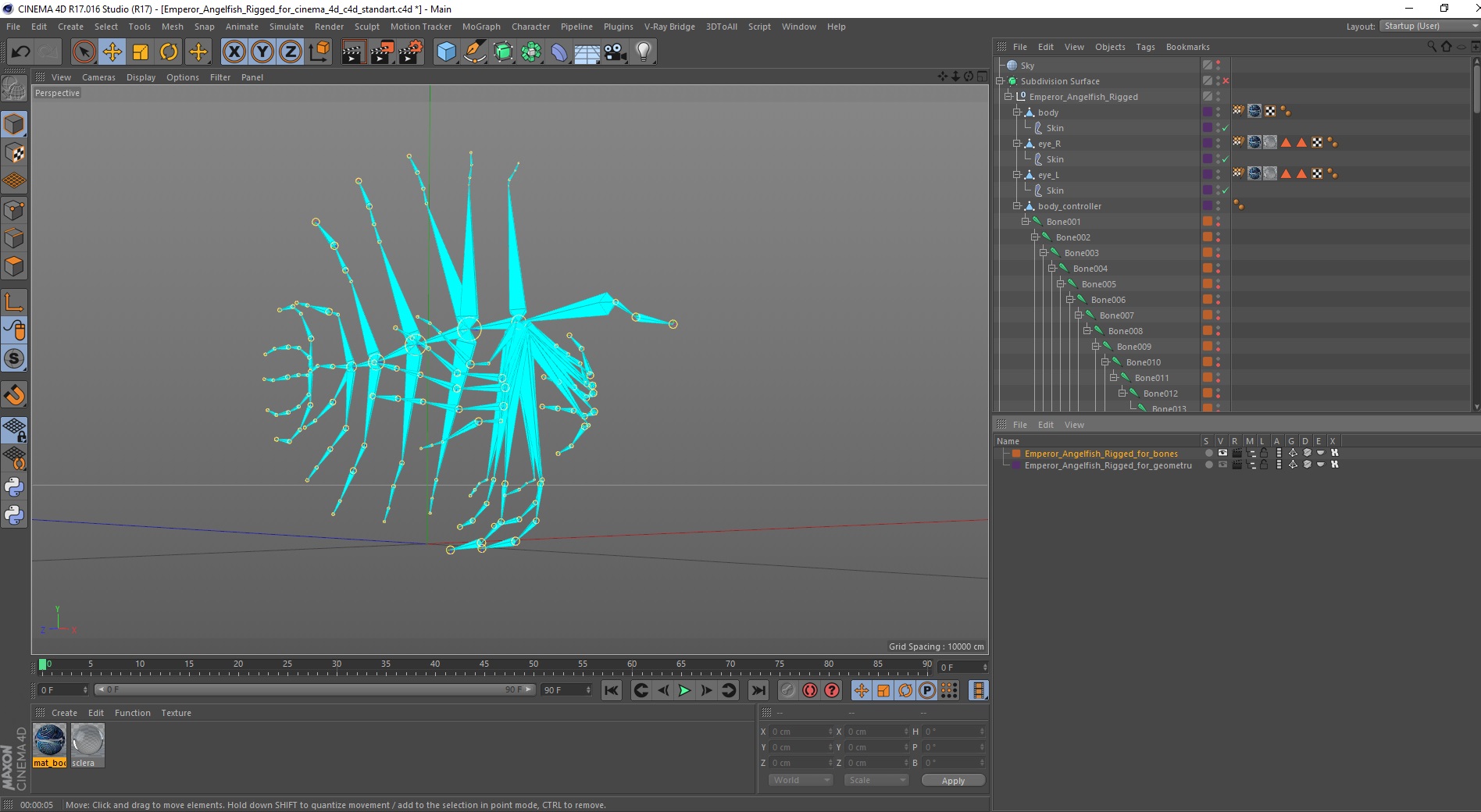 3D Emperor Angelfish Rigged for Cinema 4D model