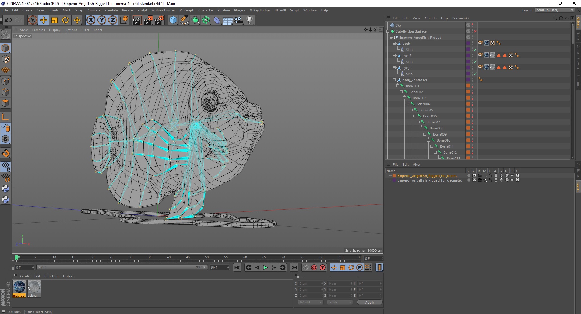 3D Emperor Angelfish Rigged for Cinema 4D model