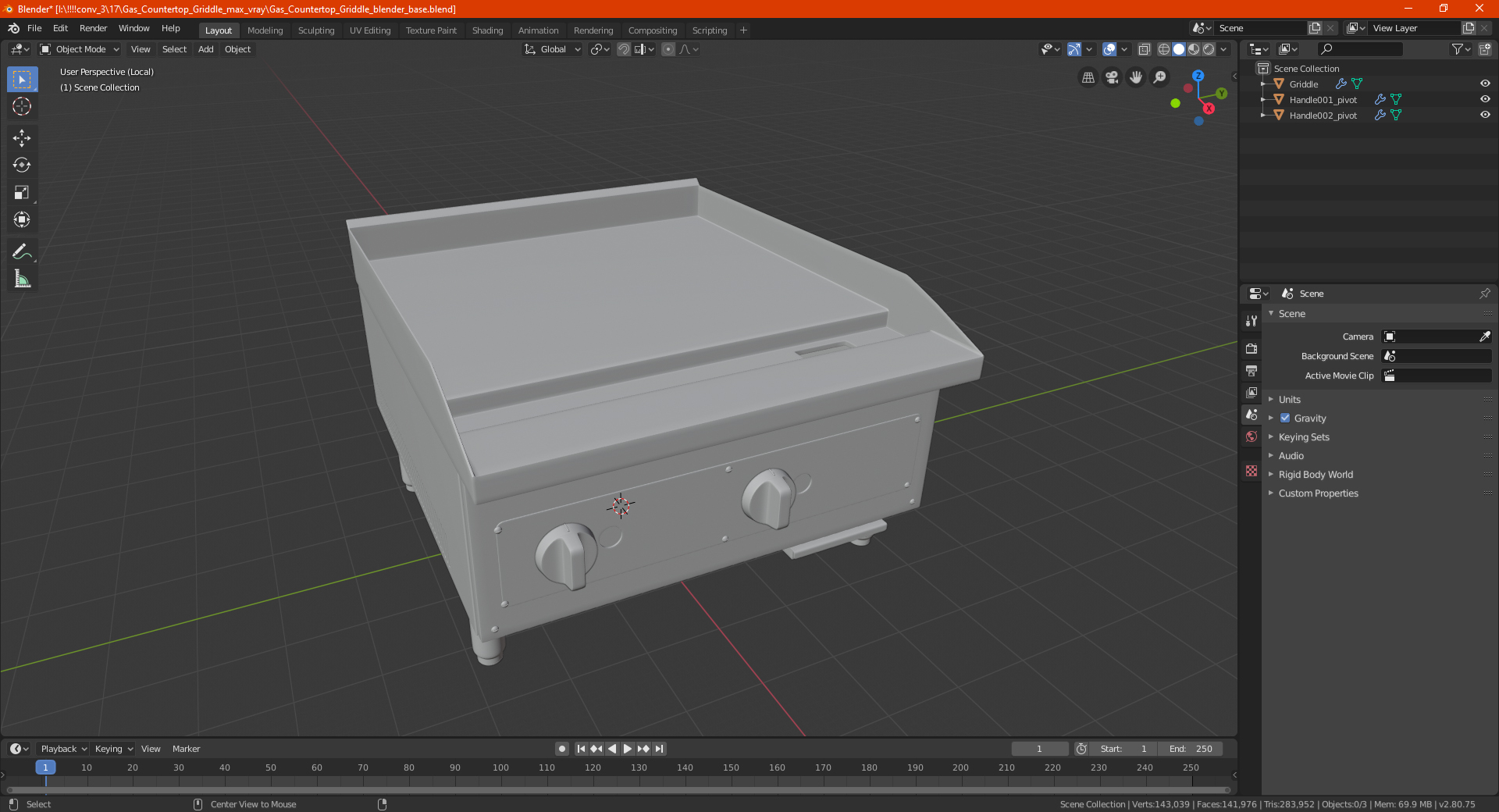 Gas Countertop Griddle 3D