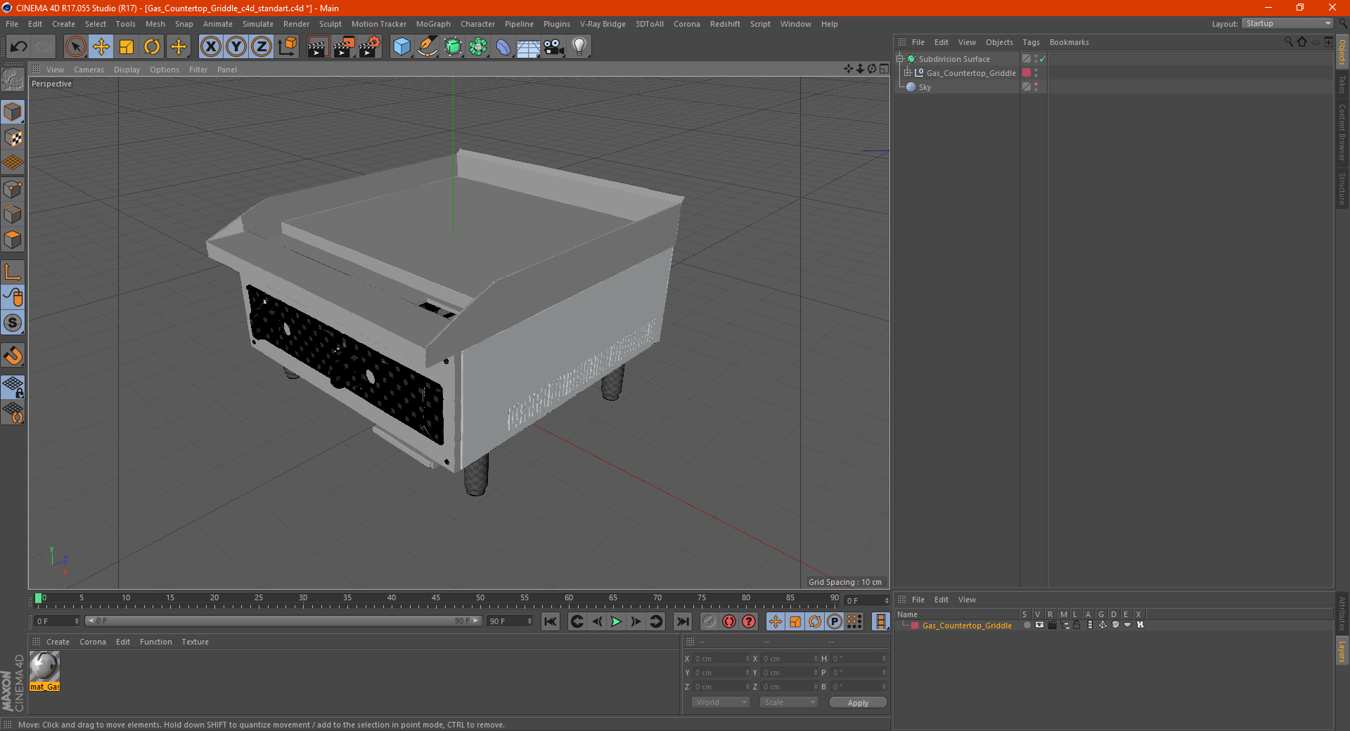 Gas Countertop Griddle 3D
