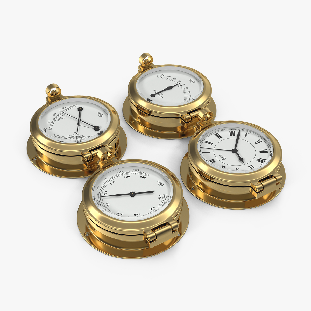 Ships Weather Station with Barometer Clinometer and Clock