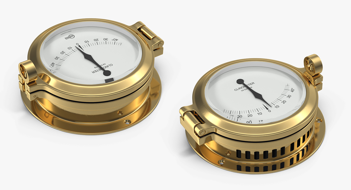 Ships Weather Station with Barometer Clinometer and Clock 3D