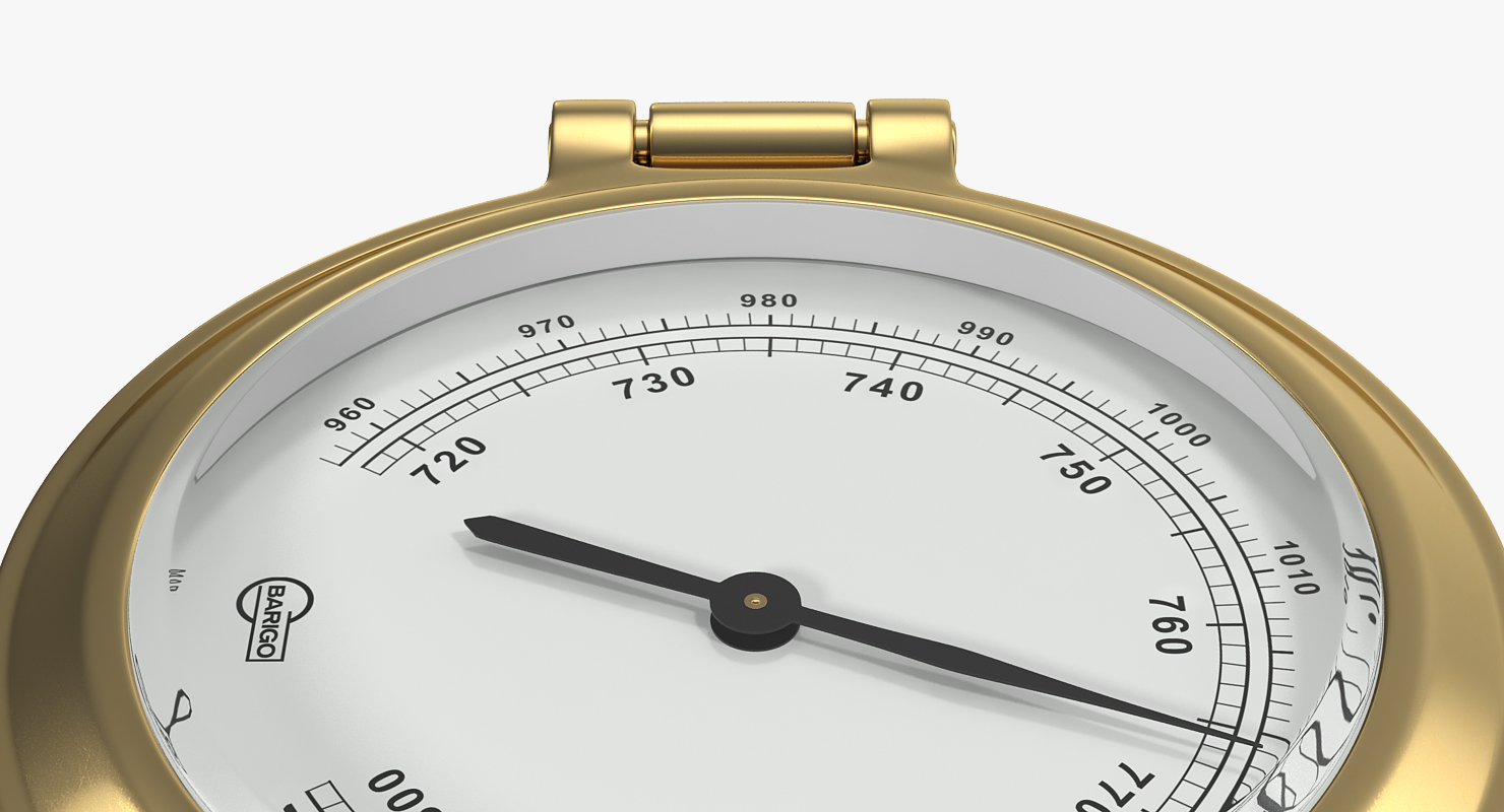 Ships Weather Station with Barometer Clinometer and Clock 3D