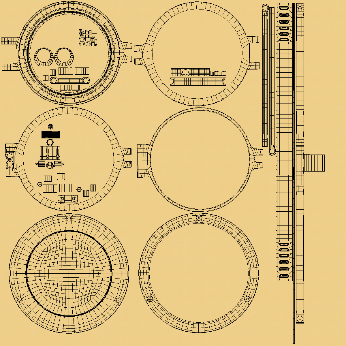 Ships Weather Station with Barometer Clinometer and Clock 3D
