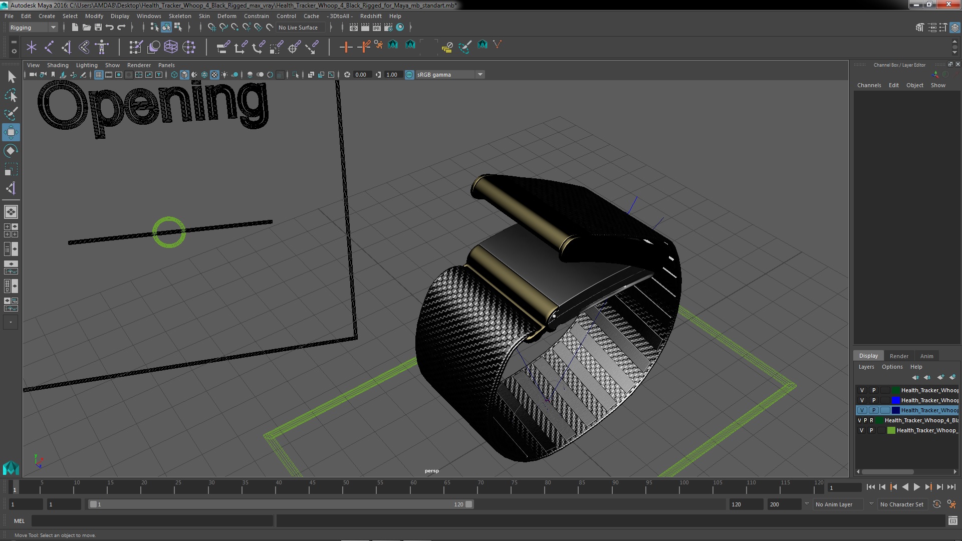 Health Tracker Whoop 4 Black Rigged for Maya 3D model