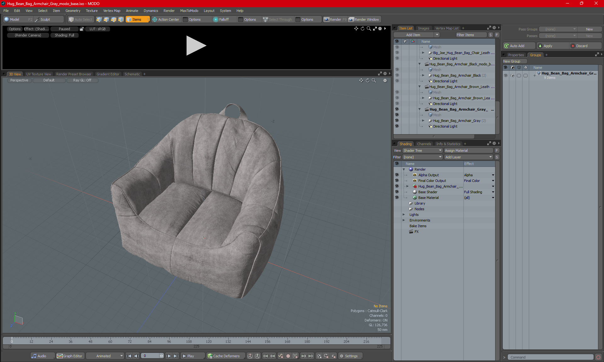 3D Hug Bean Bag Armchair Gray