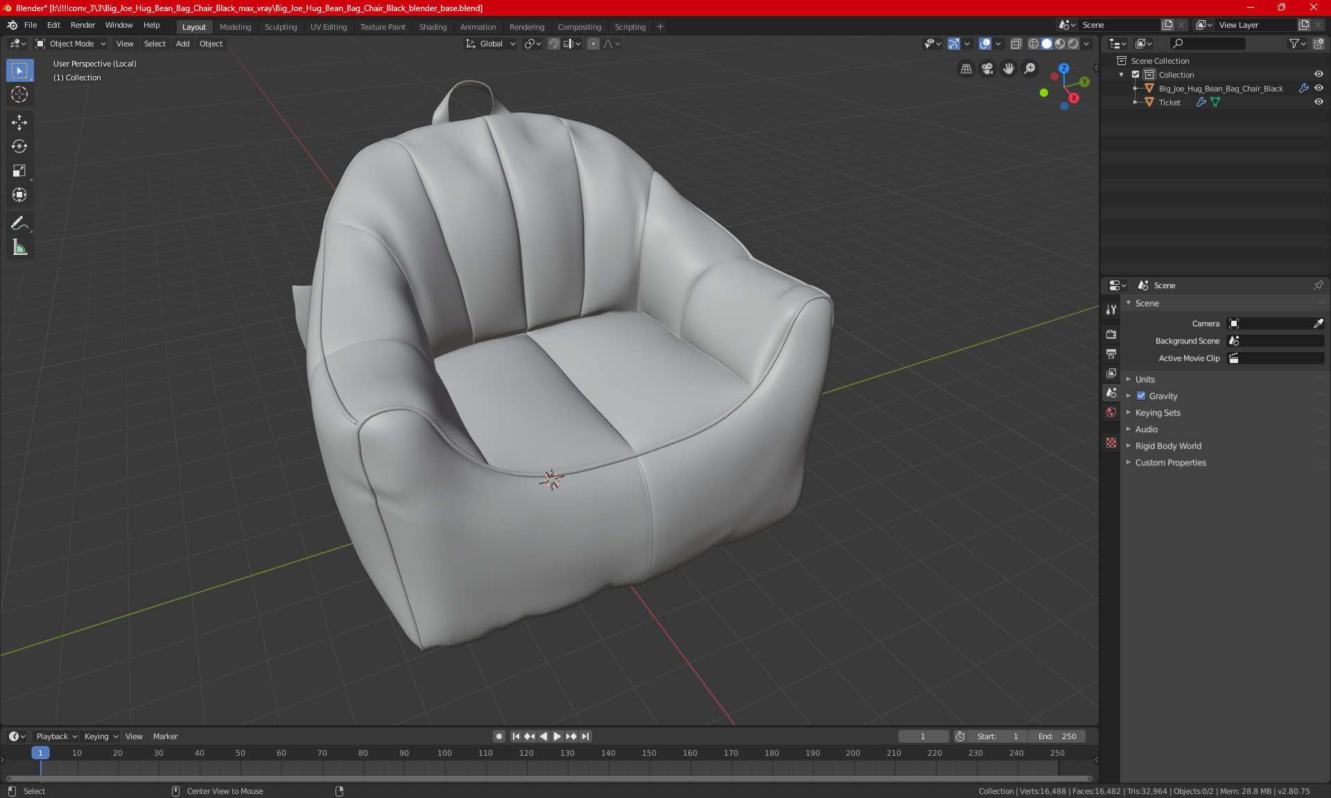 3D Hug Bean Bag Armchair Gray