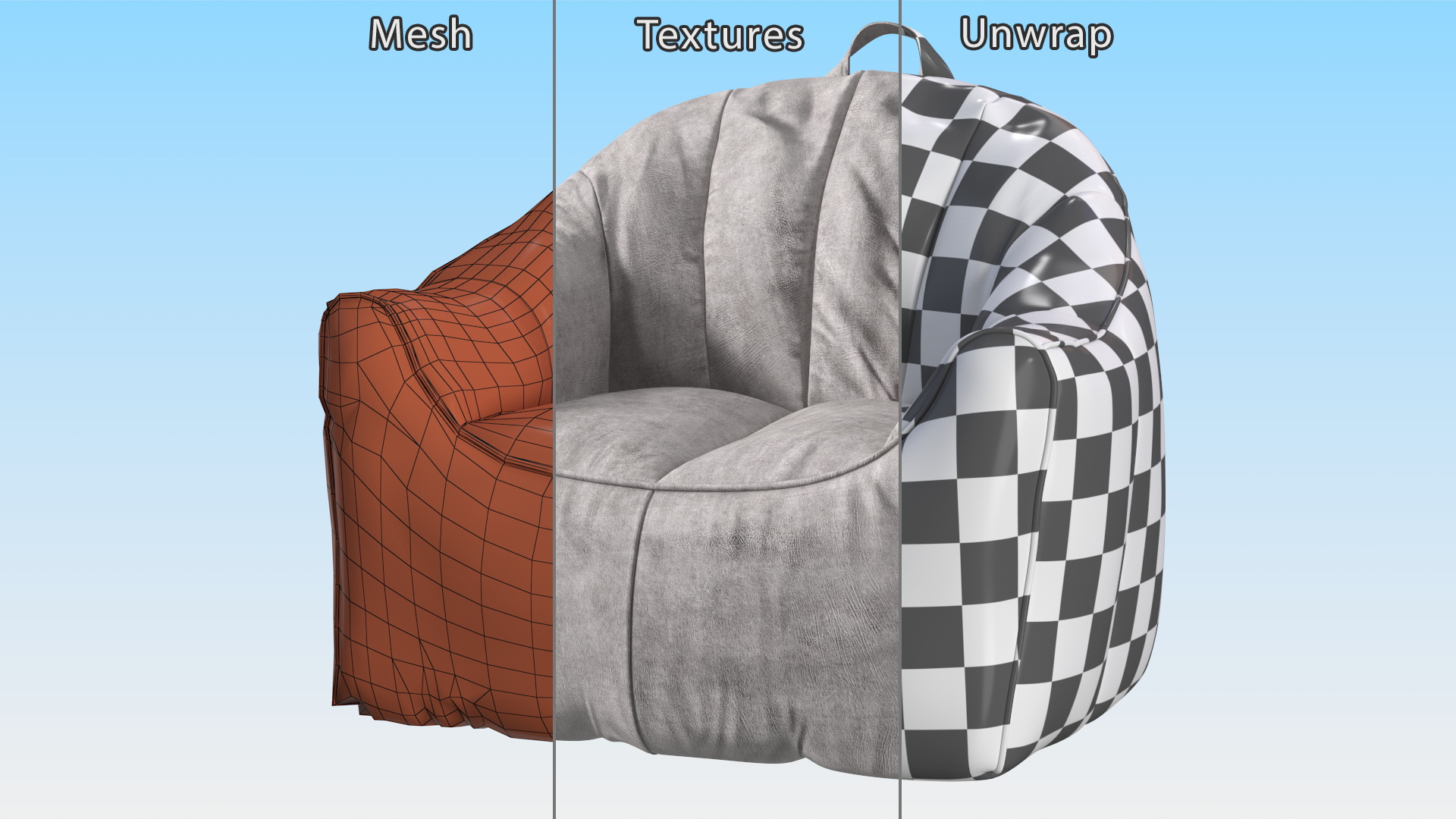 3D Hug Bean Bag Armchair Gray