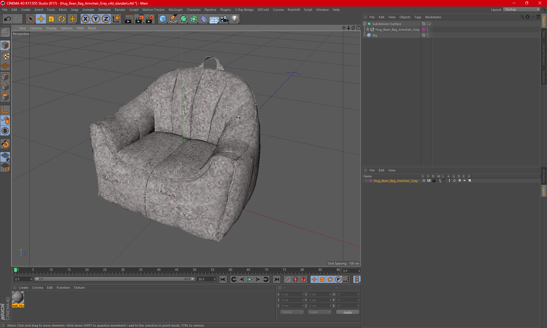 3D Hug Bean Bag Armchair Gray