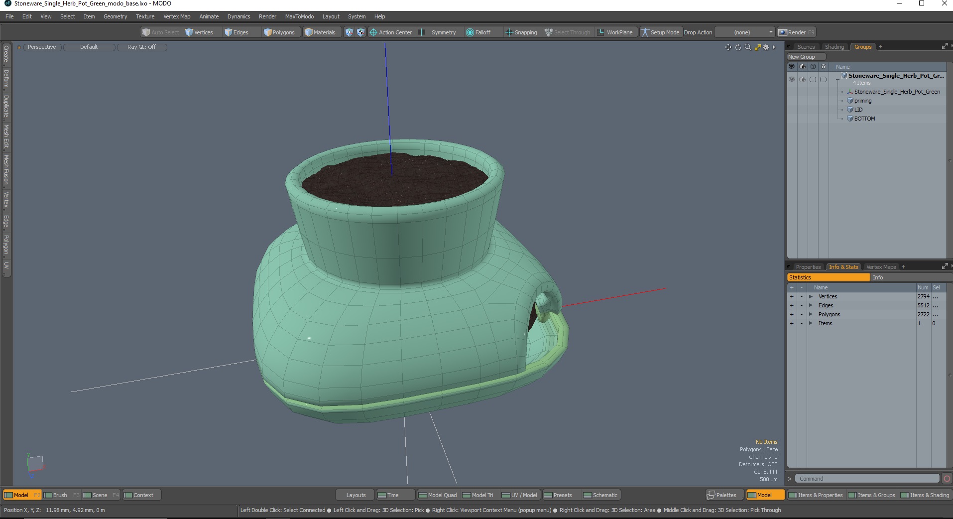 3D Stoneware Single Herb Pot Green