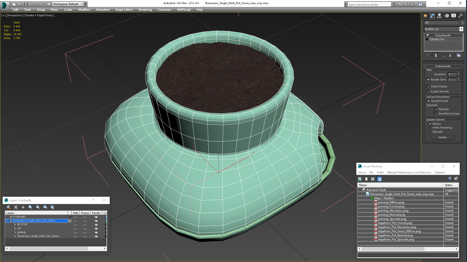 3D Stoneware Single Herb Pot Green