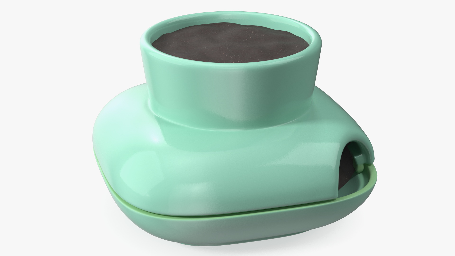 3D Stoneware Single Herb Pot Green