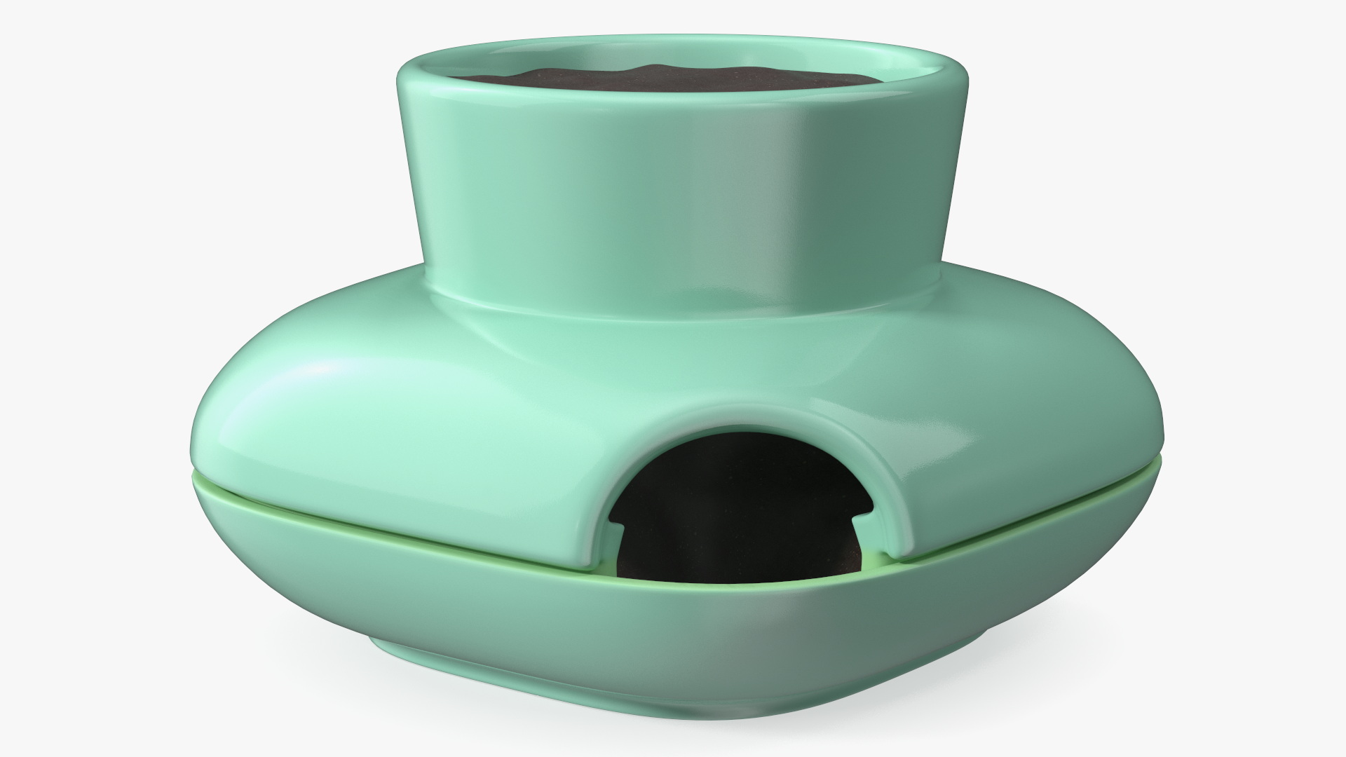 3D Stoneware Single Herb Pot Green