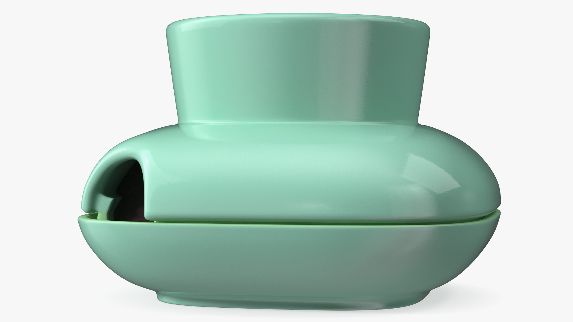 3D Stoneware Single Herb Pot Green