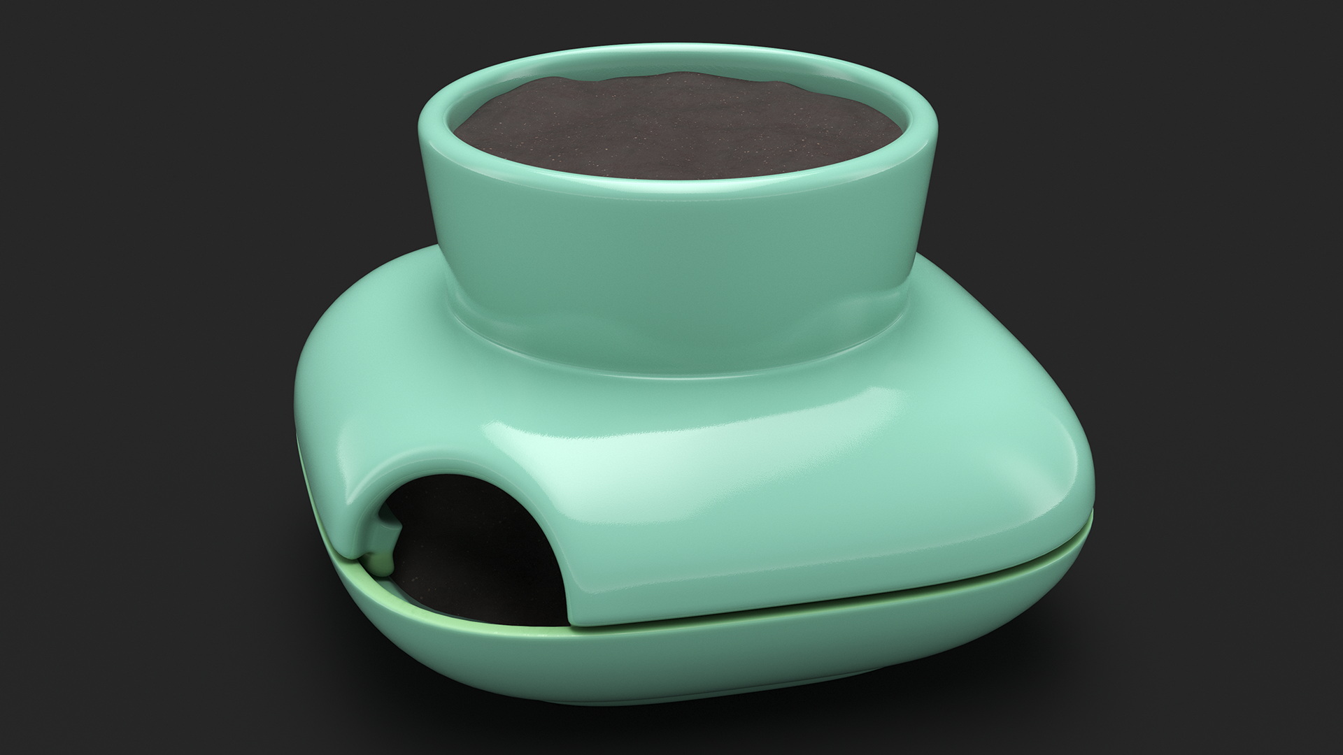 3D Stoneware Single Herb Pot Green