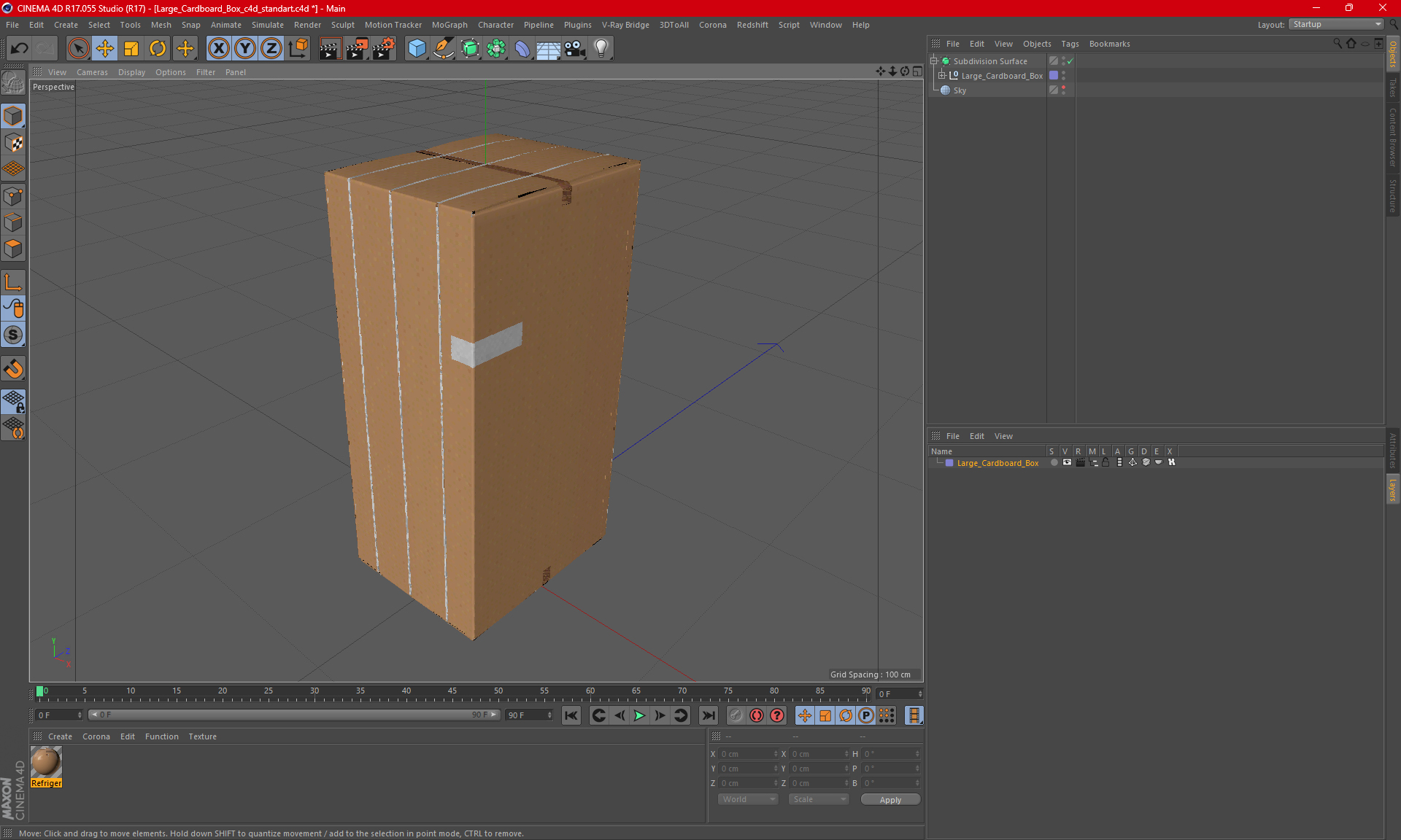 Large Cardboard Box 3D model