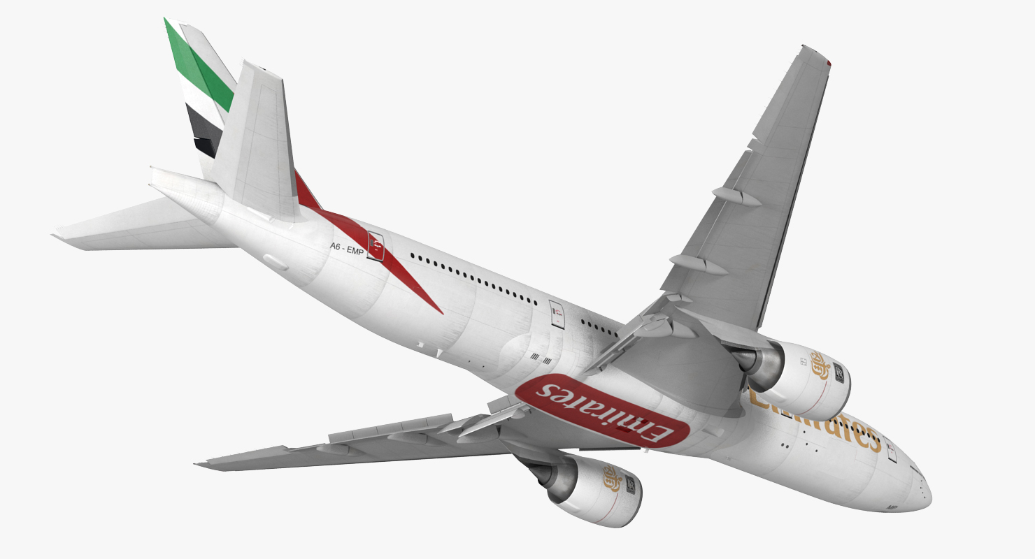 Boeing 777 200 Emirates Airlines Rigged 3D model