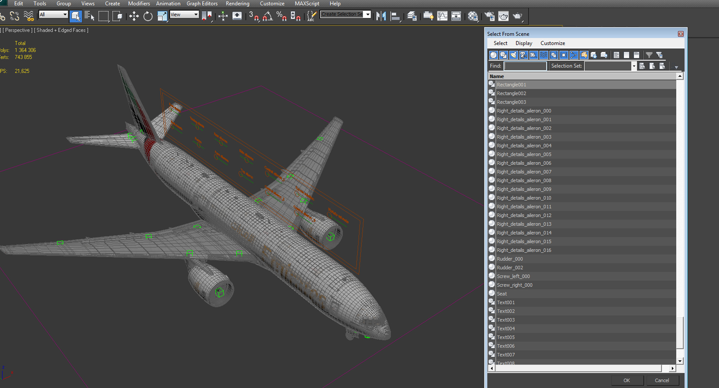 Boeing 777 200 Emirates Airlines Rigged 3D model