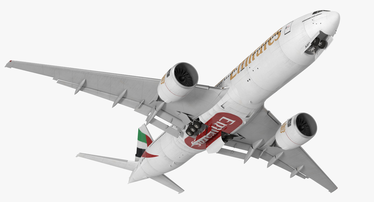 Boeing 777 200 Emirates Airlines Rigged 3D model