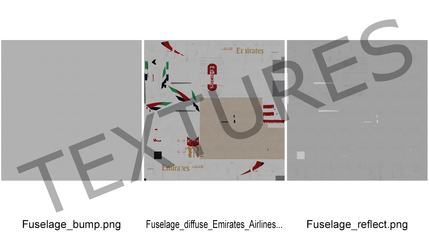 Boeing 777 200 Emirates Airlines Rigged 3D model