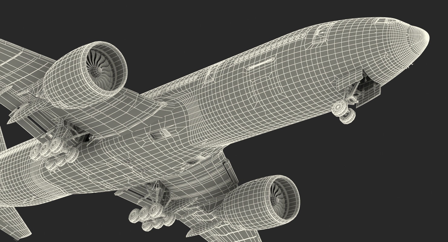 Boeing 777 200 Emirates Airlines Rigged 3D model