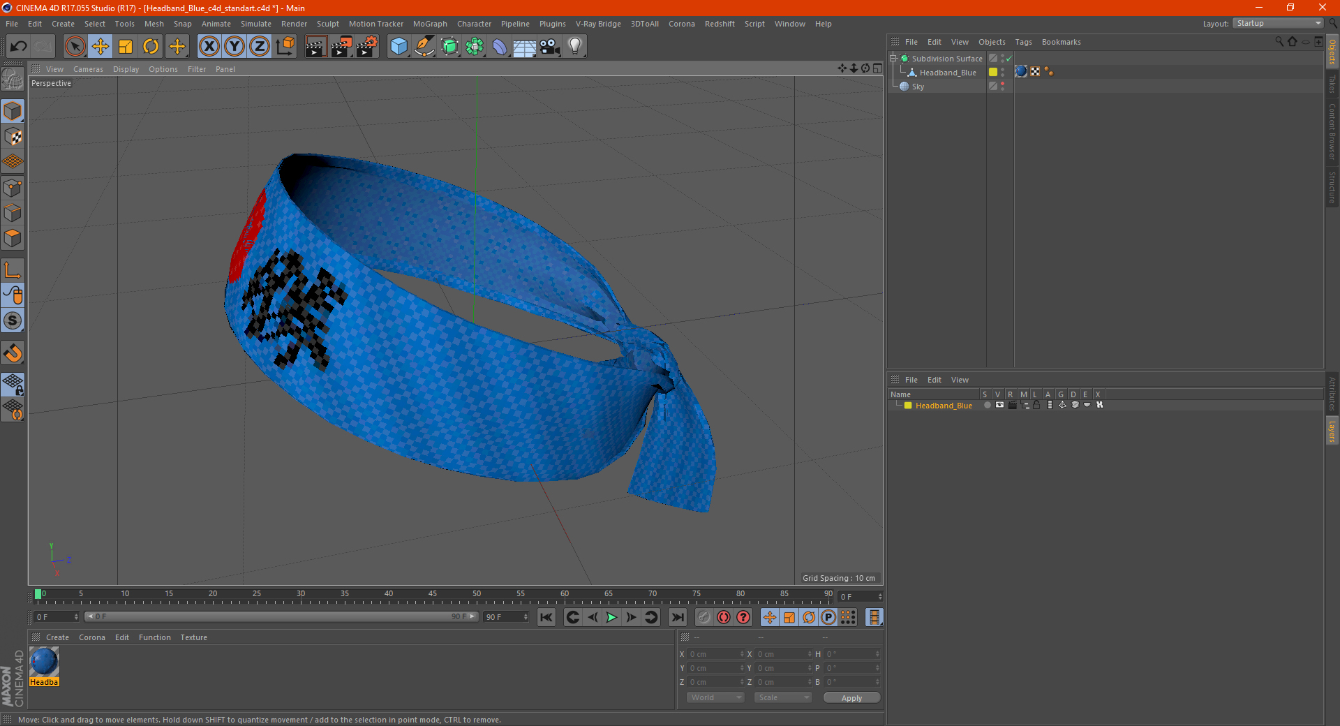 3D Headband Blue model