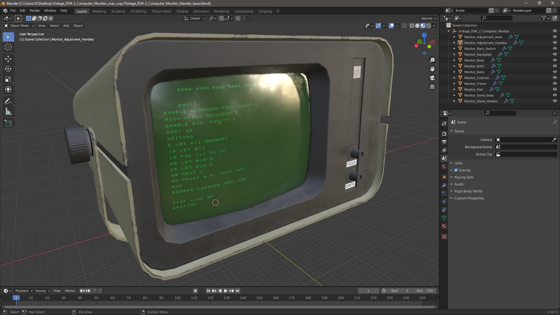 3D model Vintage DVK-2 Computer Monitor