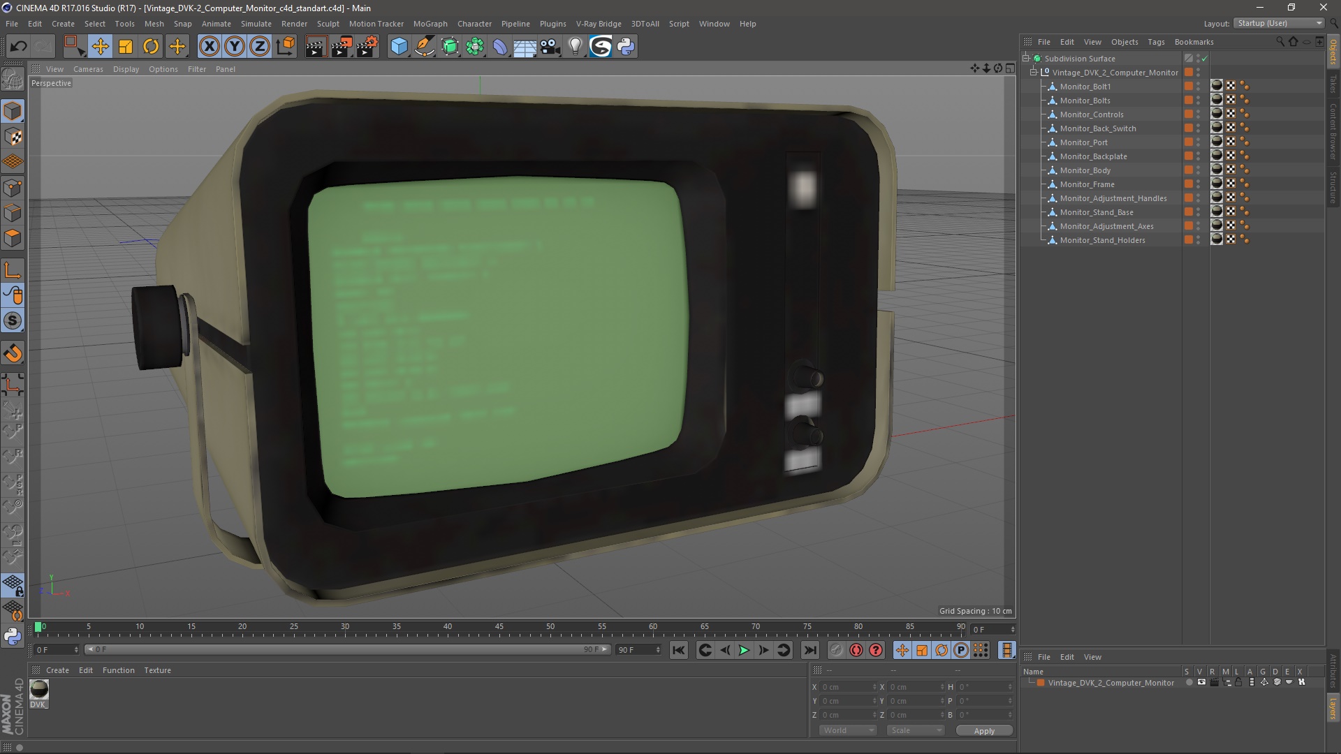 3D model Vintage DVK-2 Computer Monitor