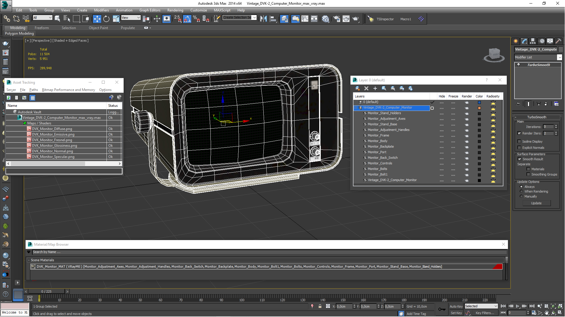 3D model Vintage DVK-2 Computer Monitor