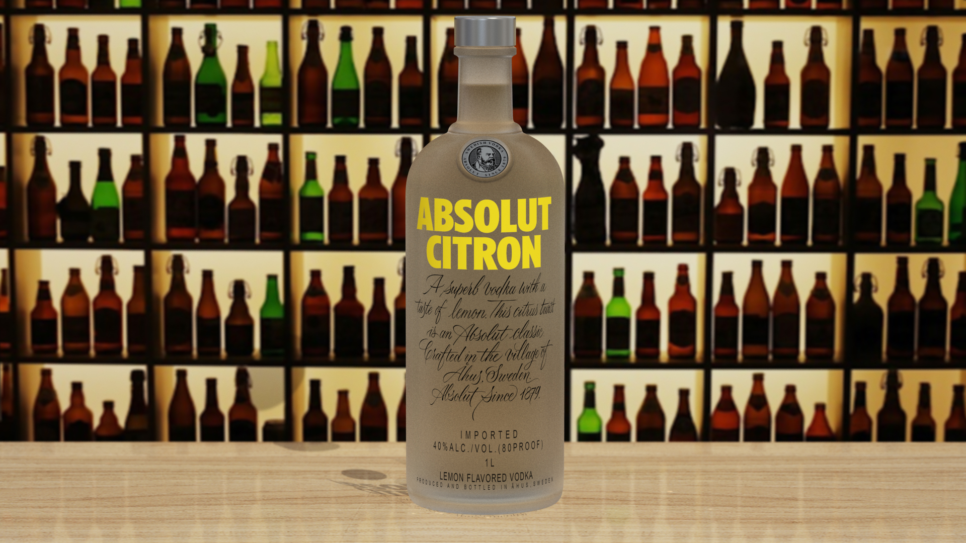 3D Absolut Citron Lemon Flavoured Vodka