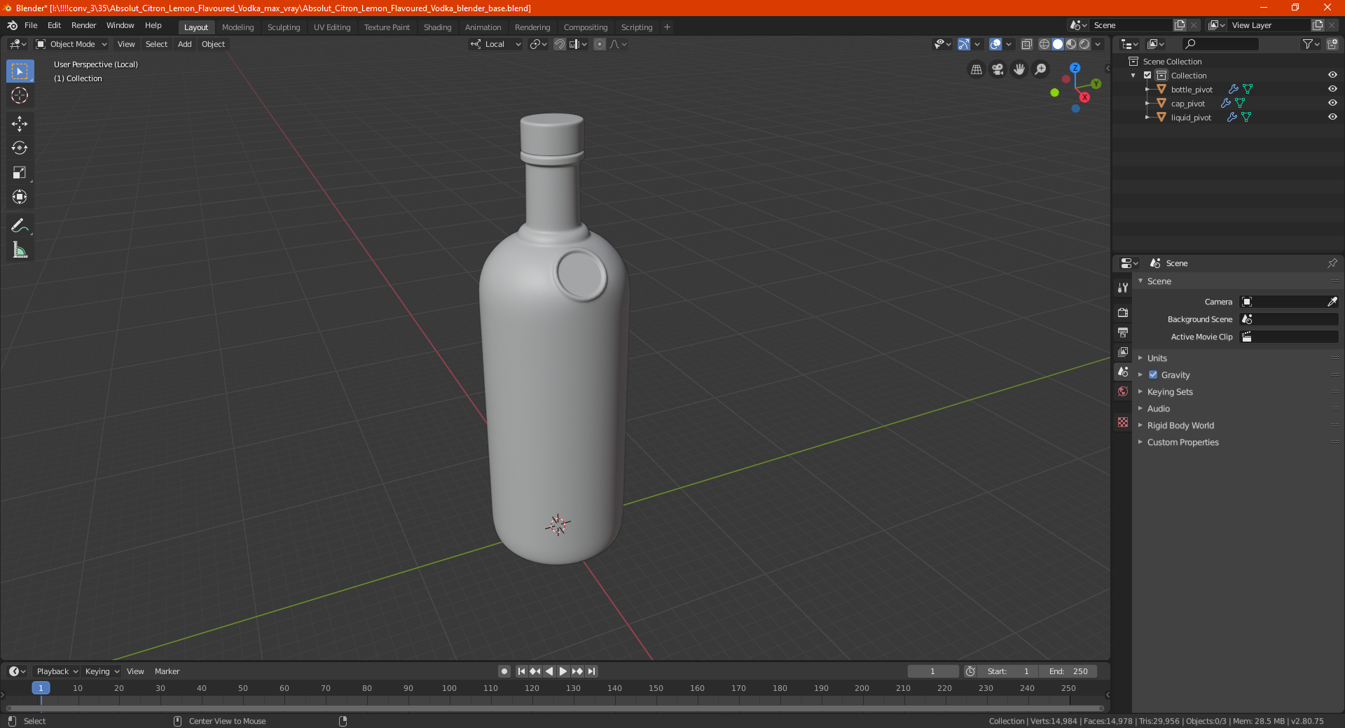 3D Absolut Citron Lemon Flavoured Vodka