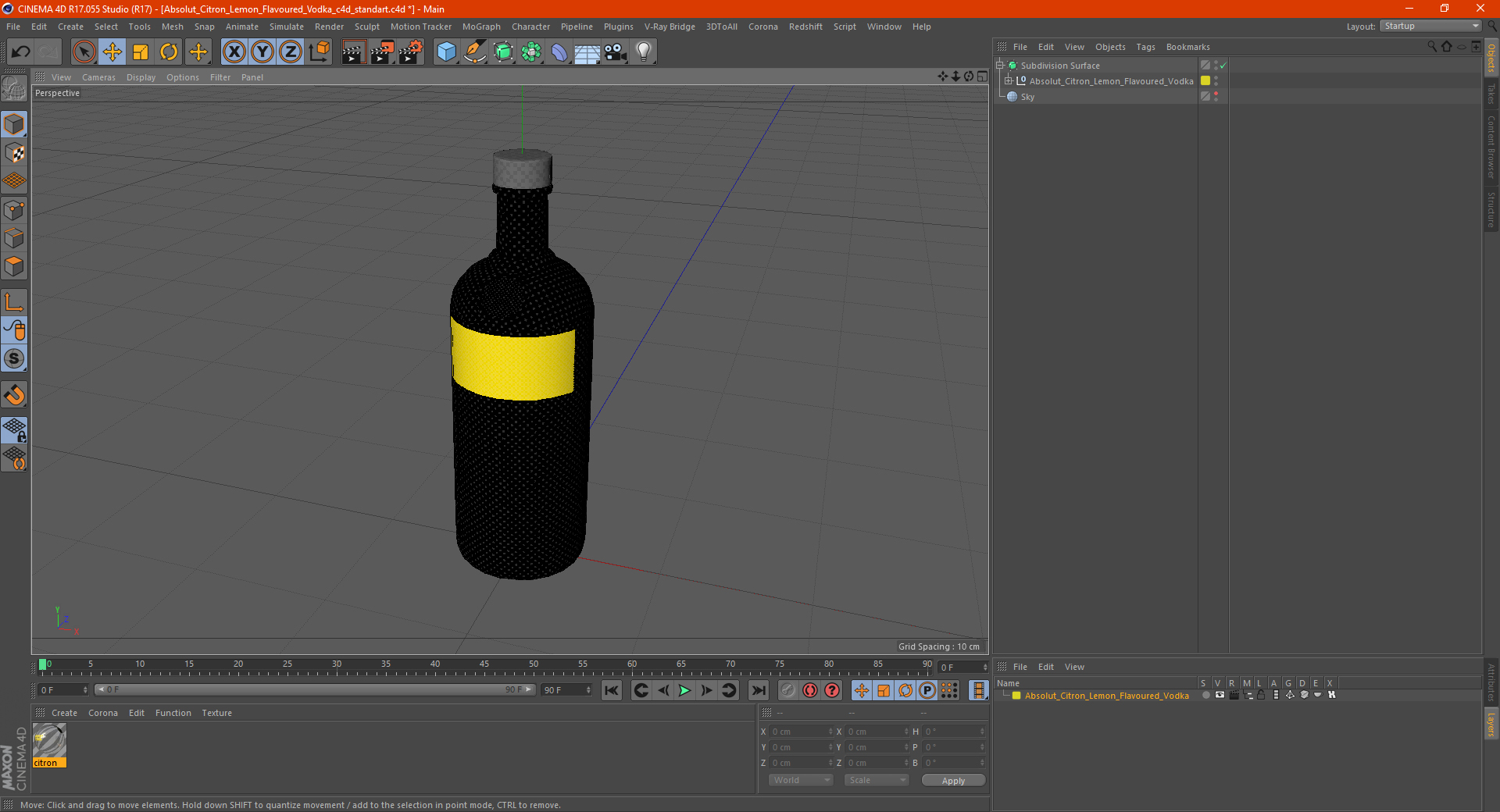 3D Absolut Citron Lemon Flavoured Vodka