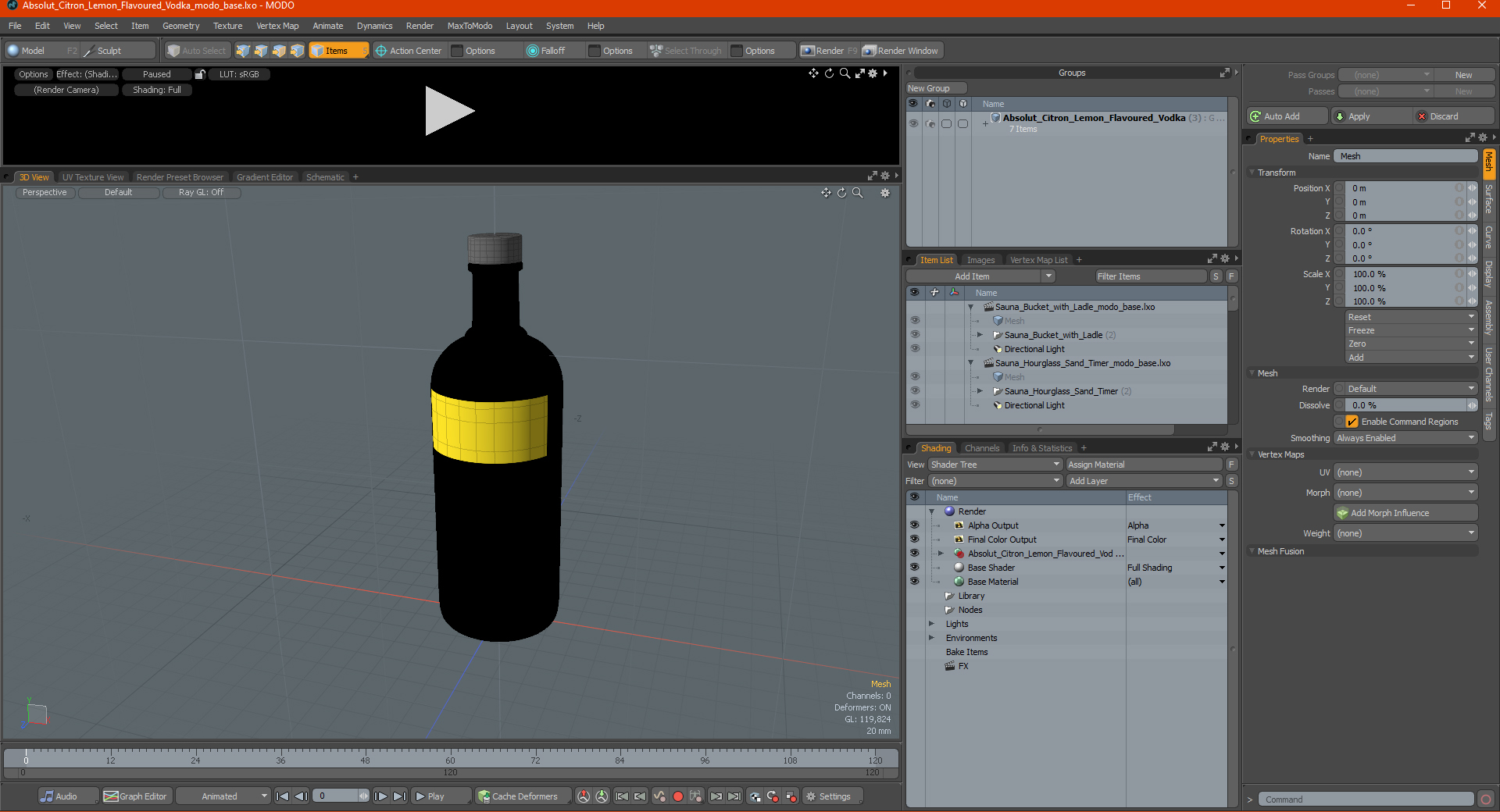 3D Absolut Citron Lemon Flavoured Vodka
