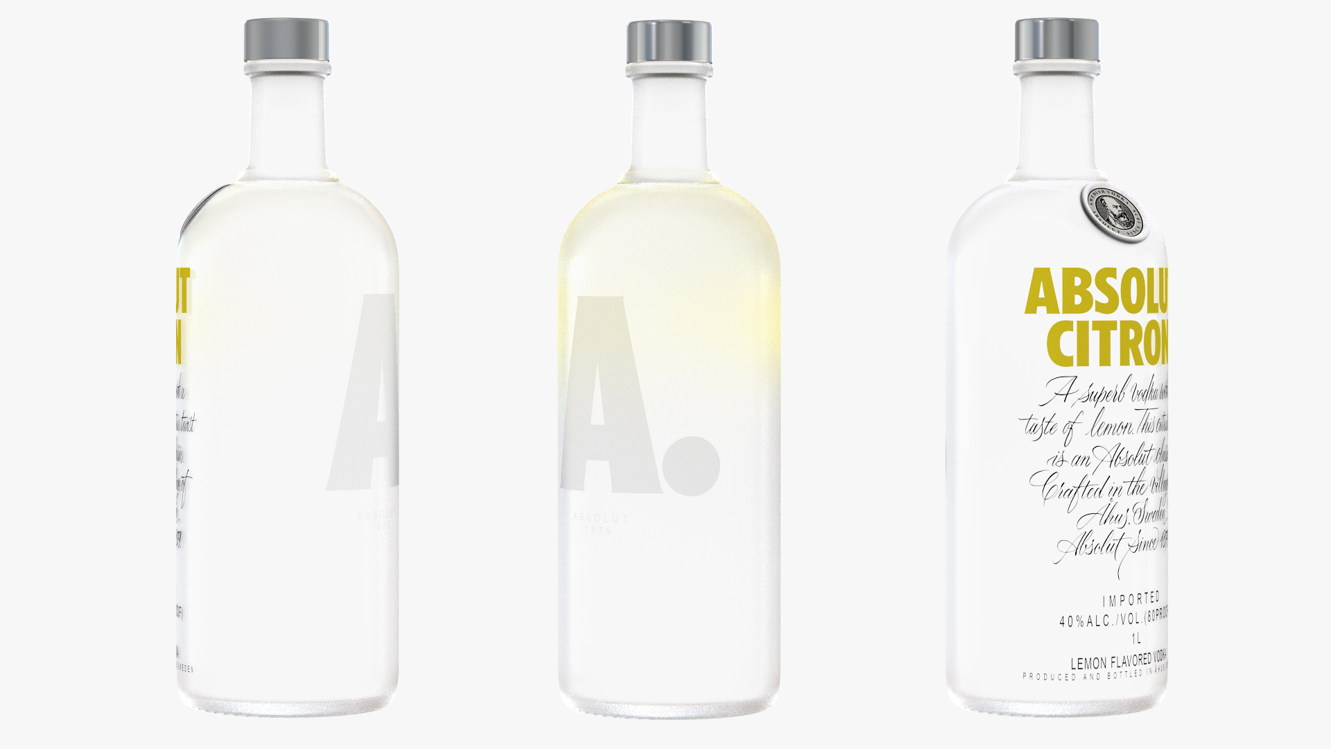 3D Absolut Citron Lemon Flavoured Vodka