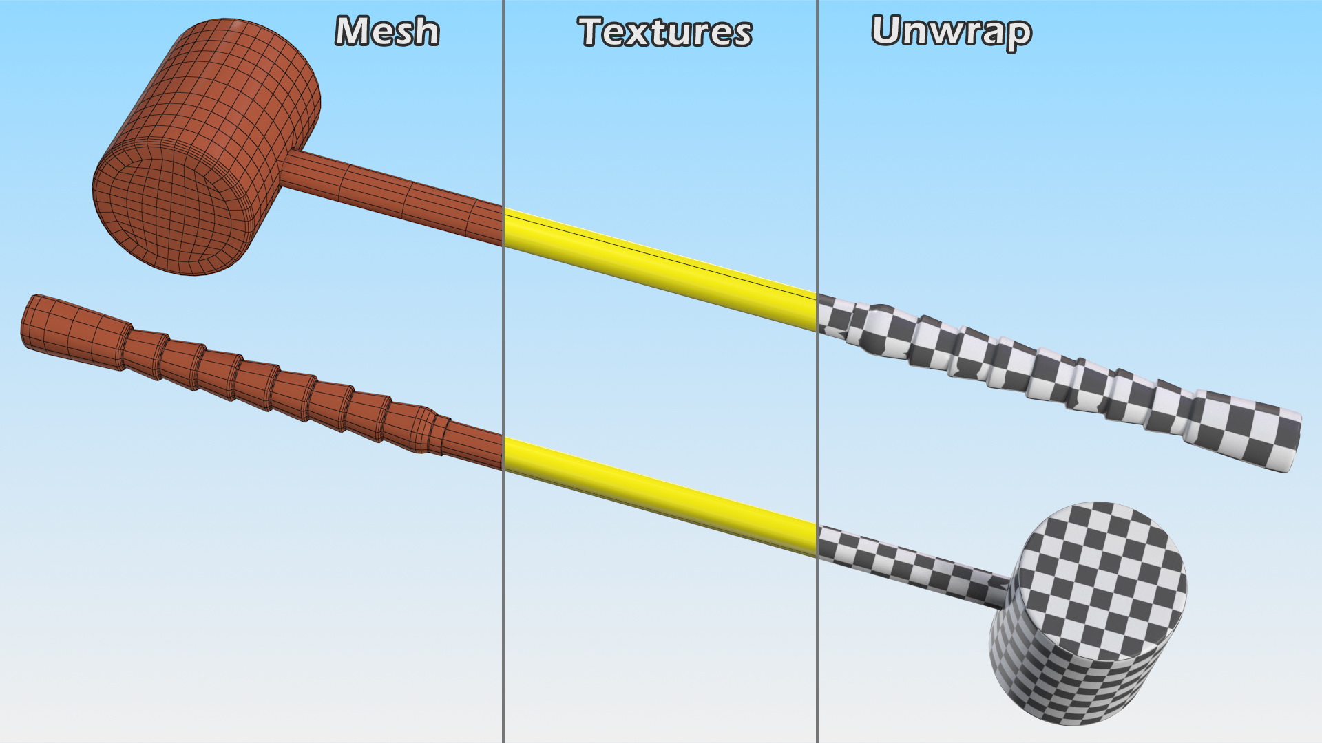 Vintage High Striker Game Mallet 3D