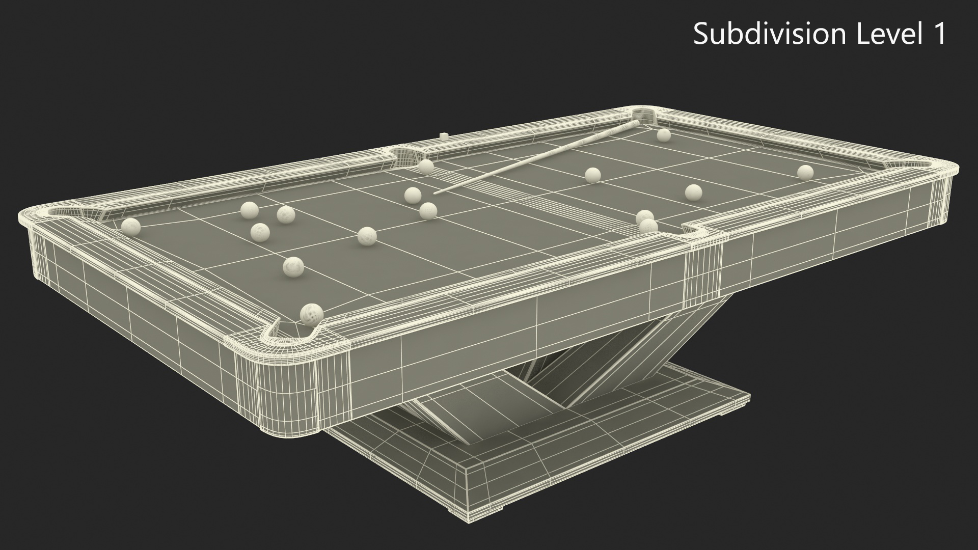 Pool Table Rasson Fuchsia with Balls and Cue 3D model