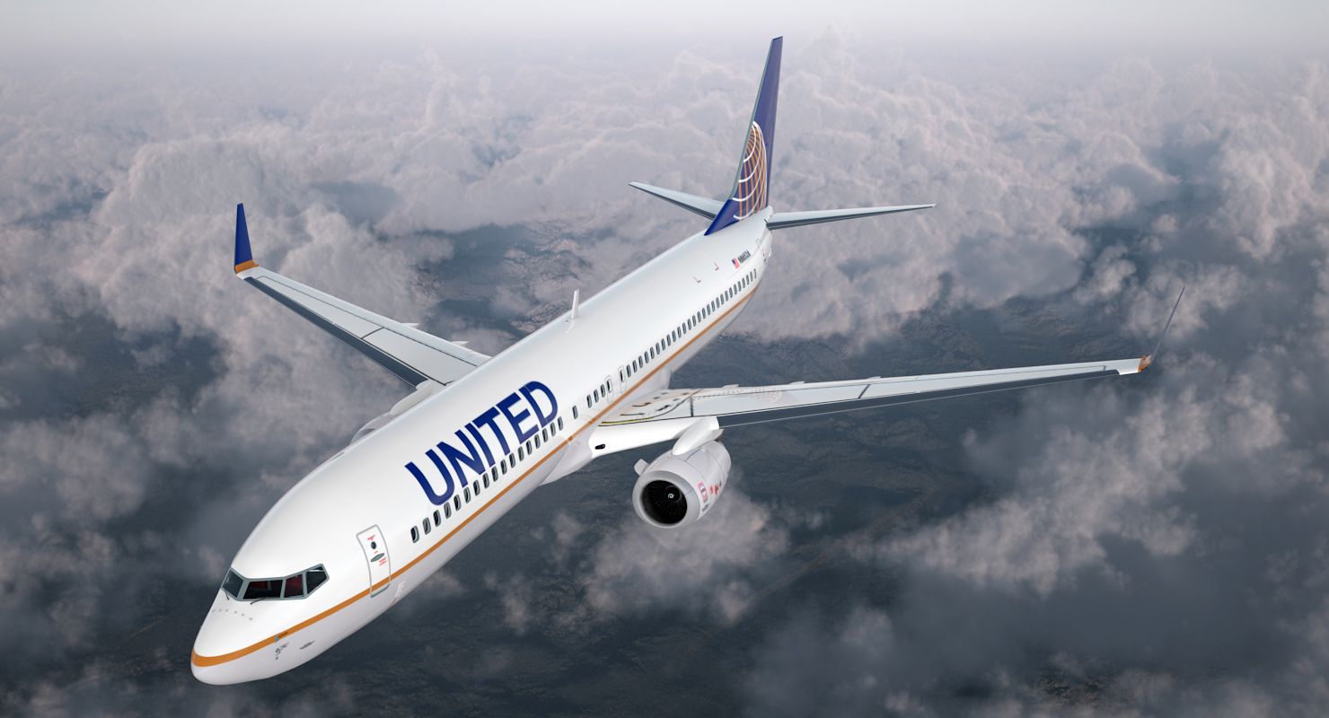 Boeing 737 900 with Interior United Airlines 3D model