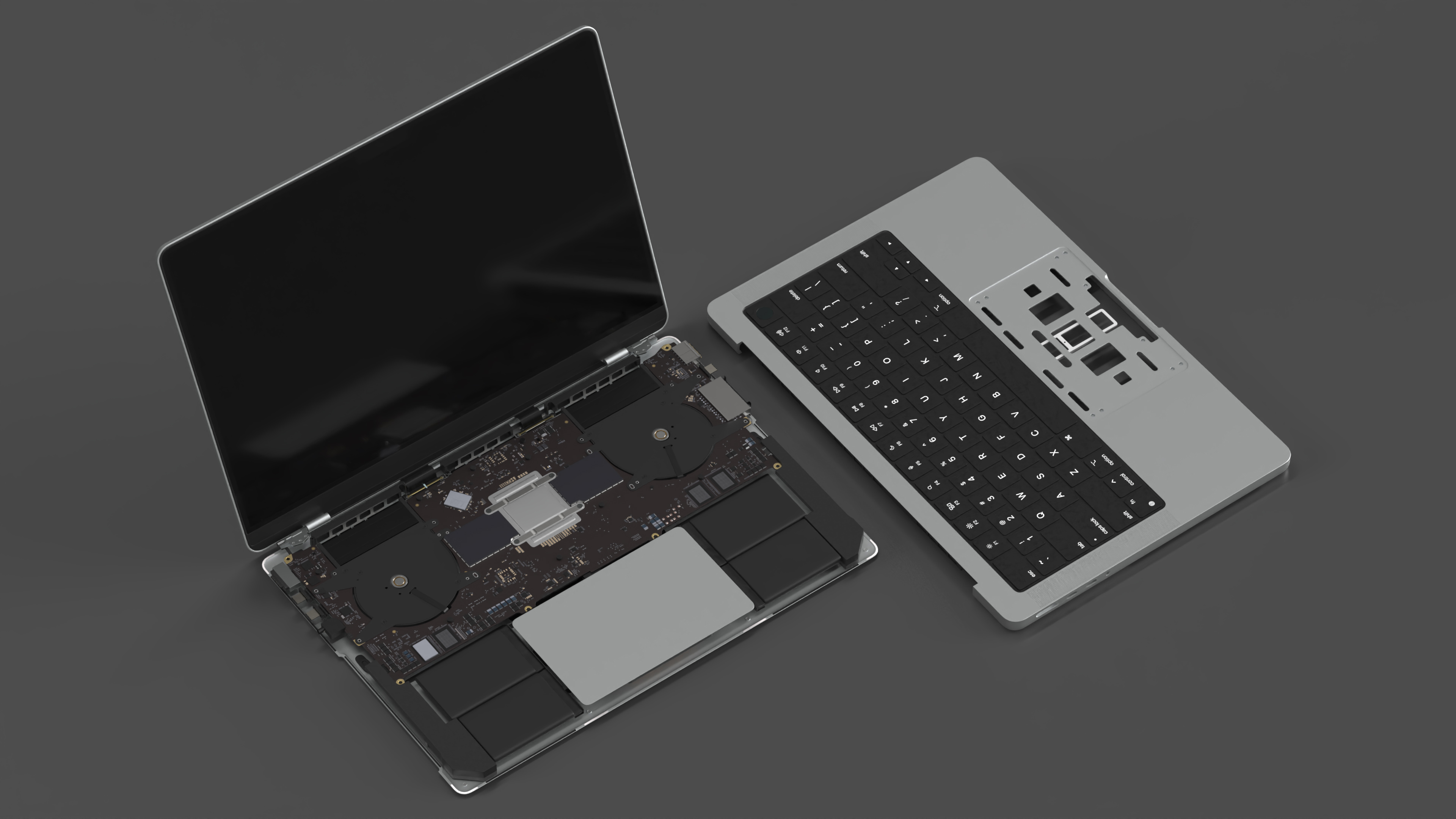 3D Laptop with Detailed Inner Structure