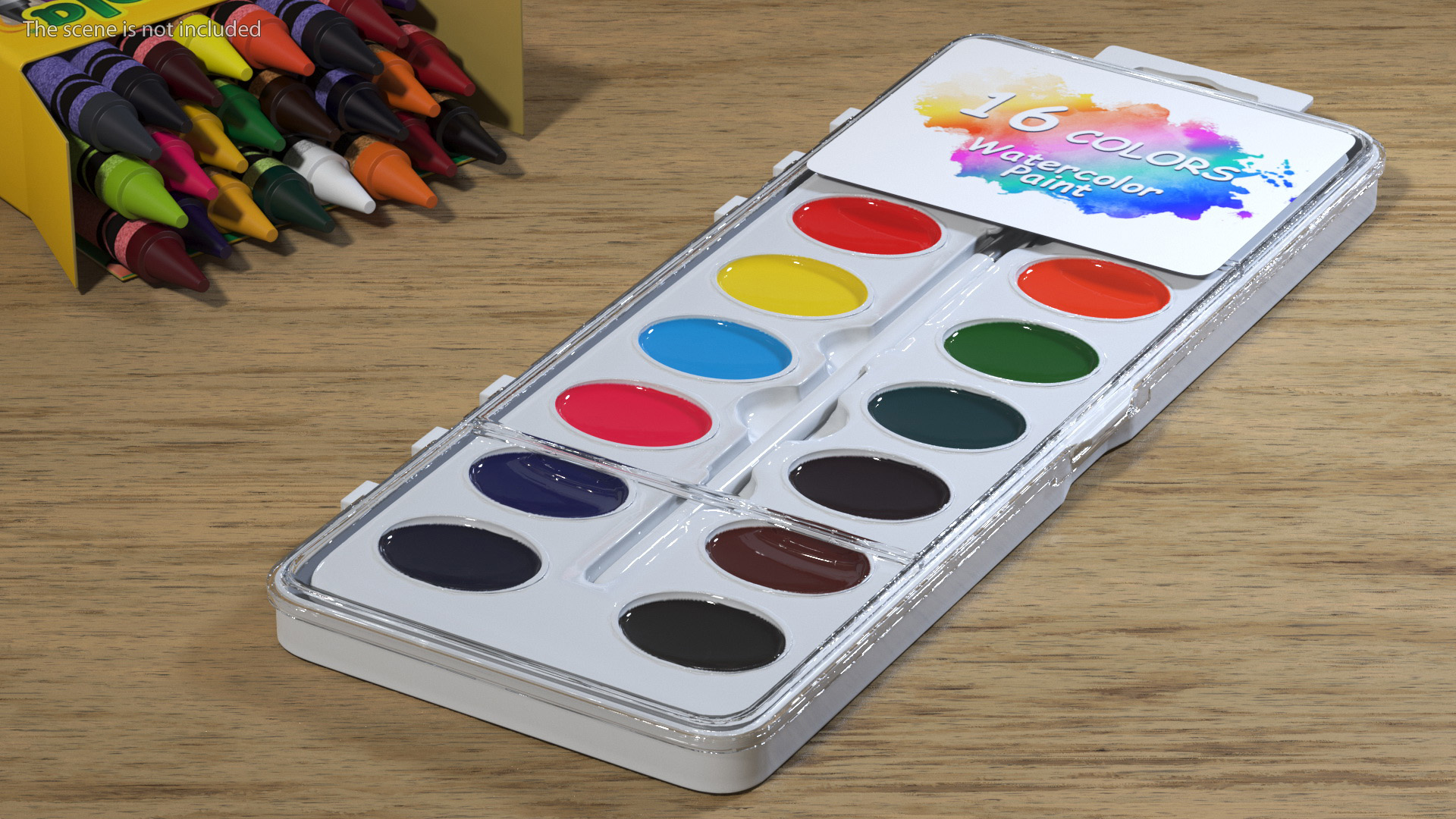 Kids Water Color Paints Set in White Box Fur 3D model