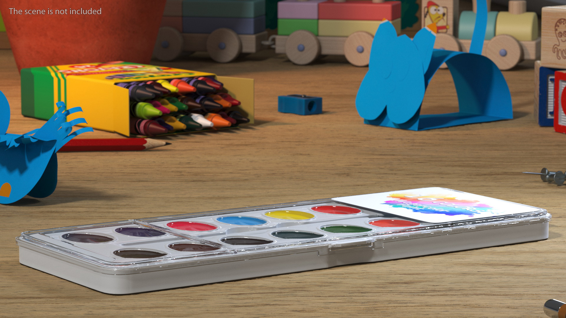 Kids Water Color Paints Set in White Box Fur 3D model