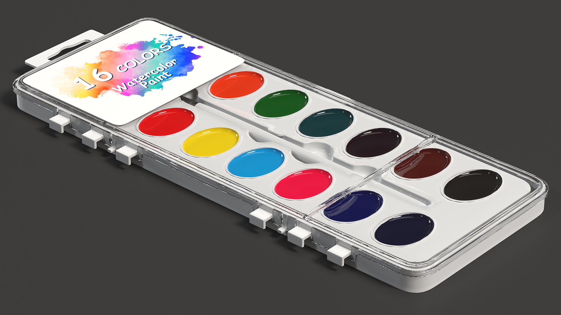 Kids Water Color Paints Set in White Box Fur 3D model