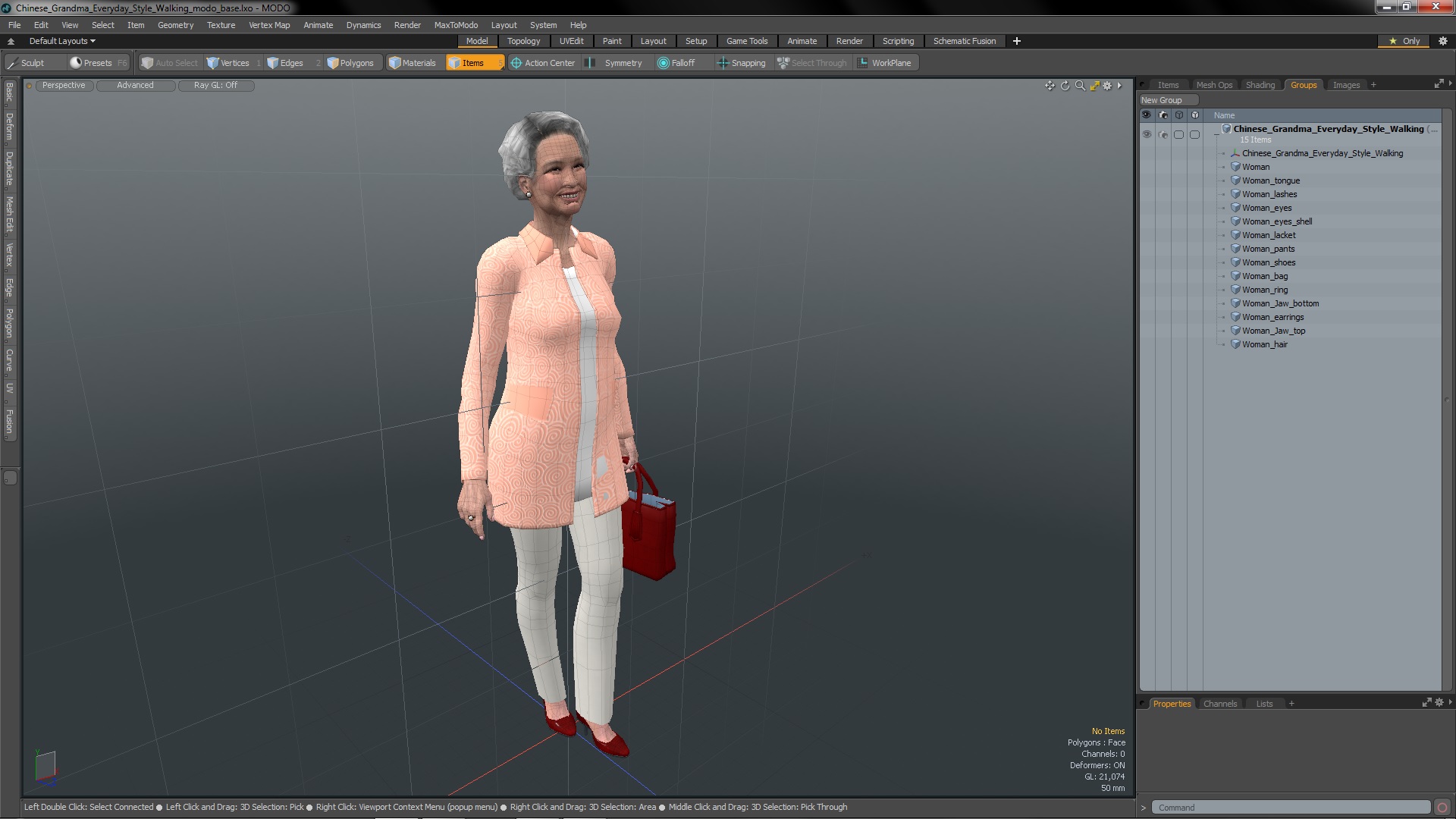 3D Chinese Grandma Everyday Style Walking model